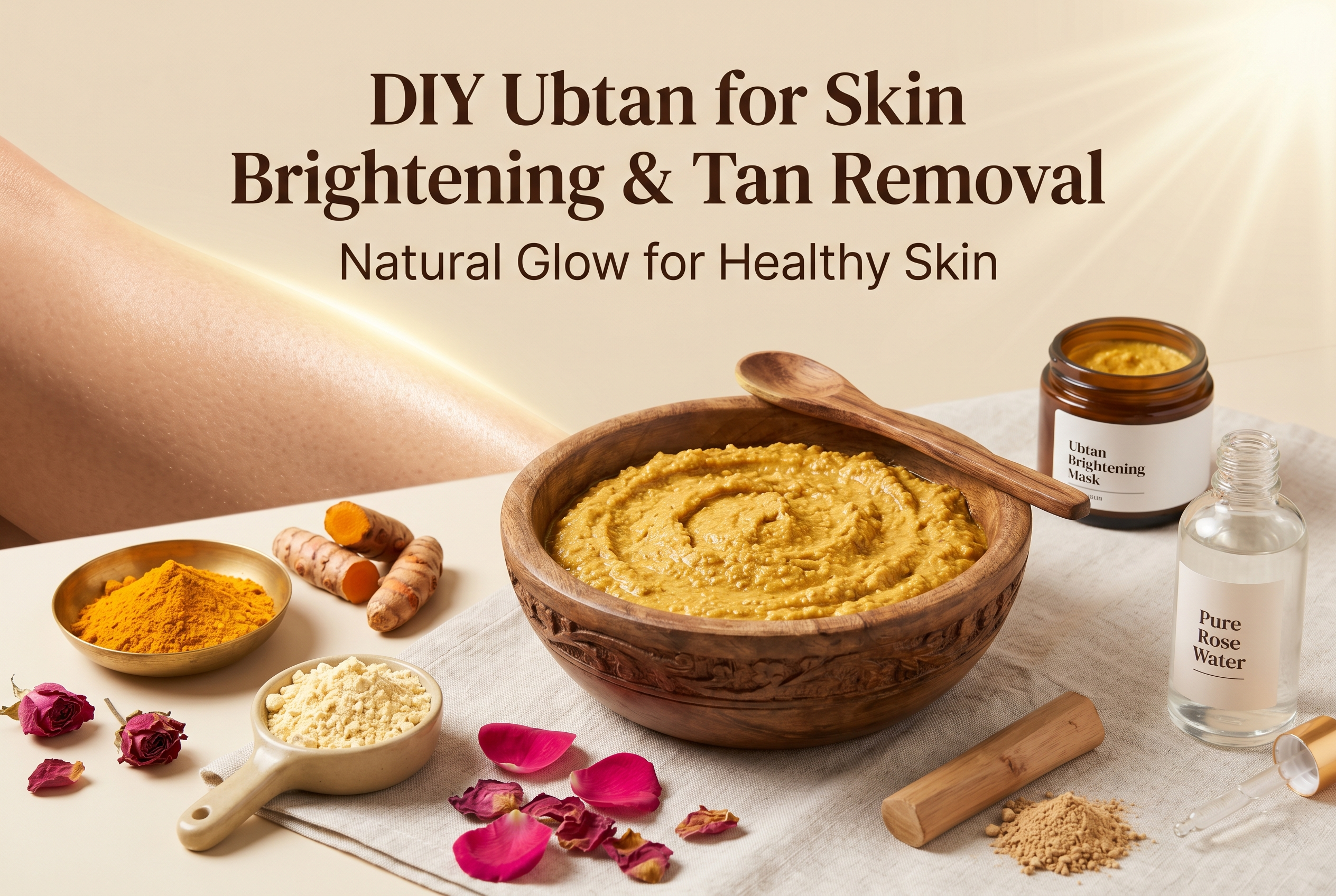 Traditional Ubtan for Skin Brightening and Tan Removal with herbal ingredients