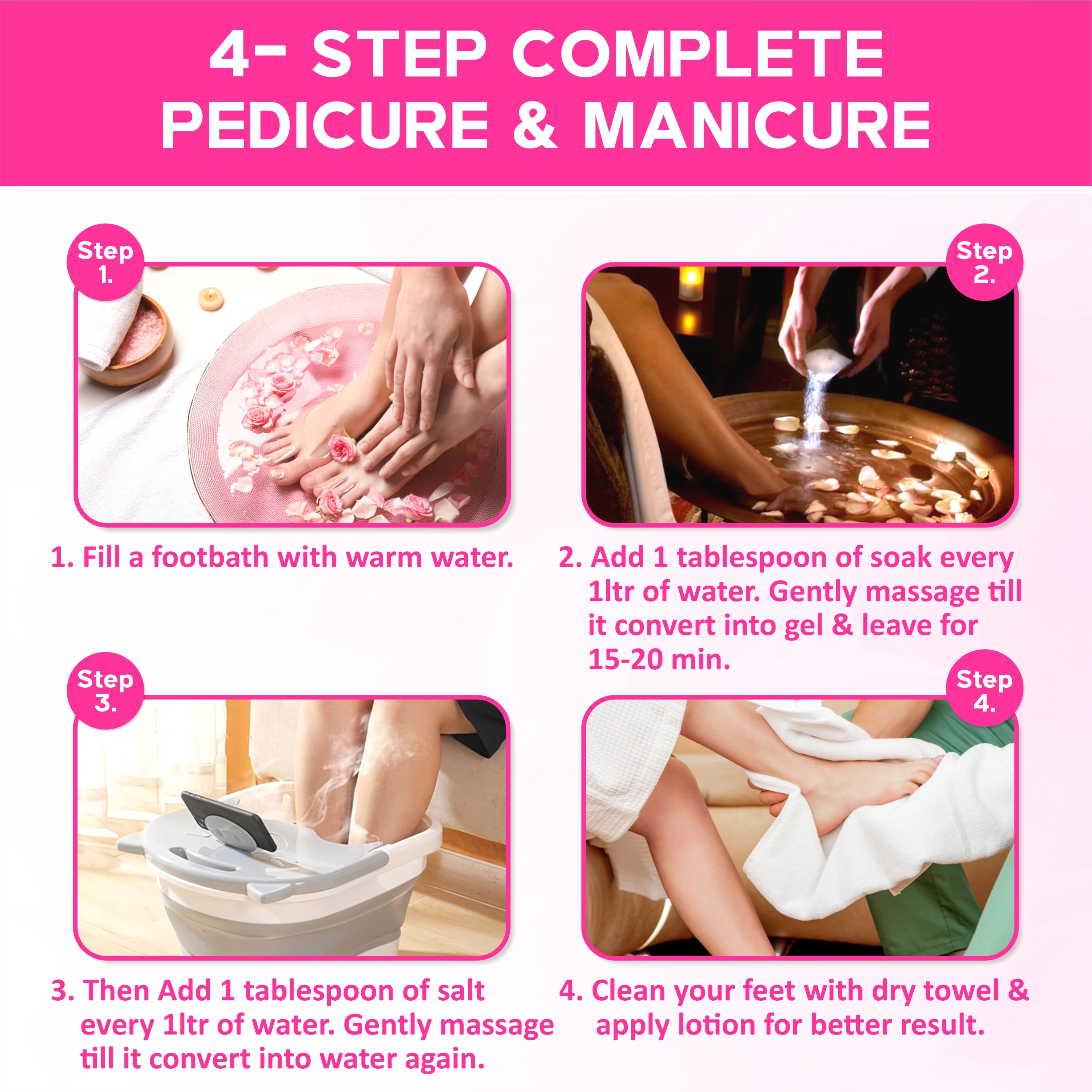 Taprin Rose Manicure Pedicure Soak & Salt – Gentle Care & Glow for Hands & Feet (600+900) g