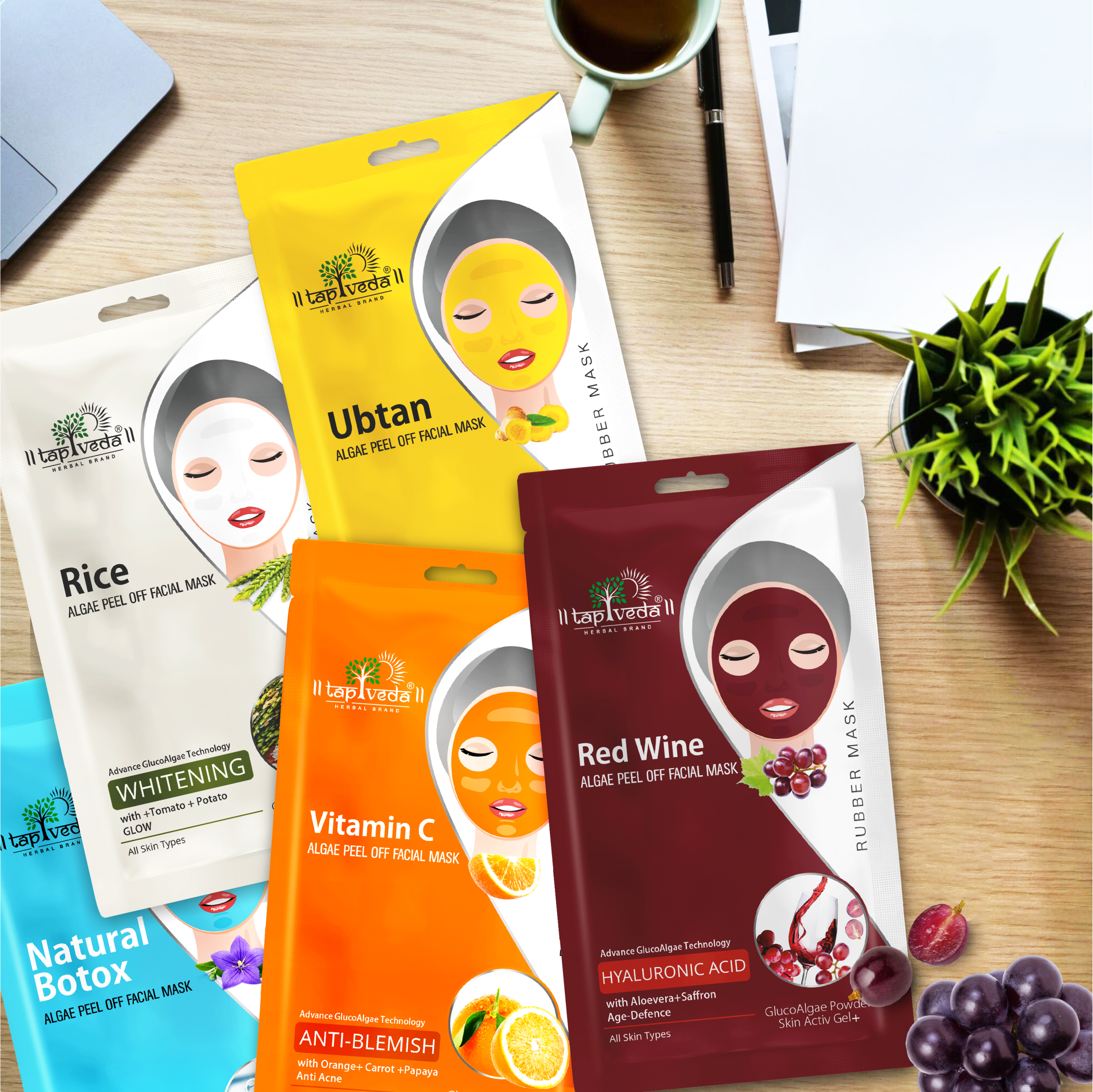 Gentle Gluco Algae Peel Off Face Mask Tapveda red wine formula