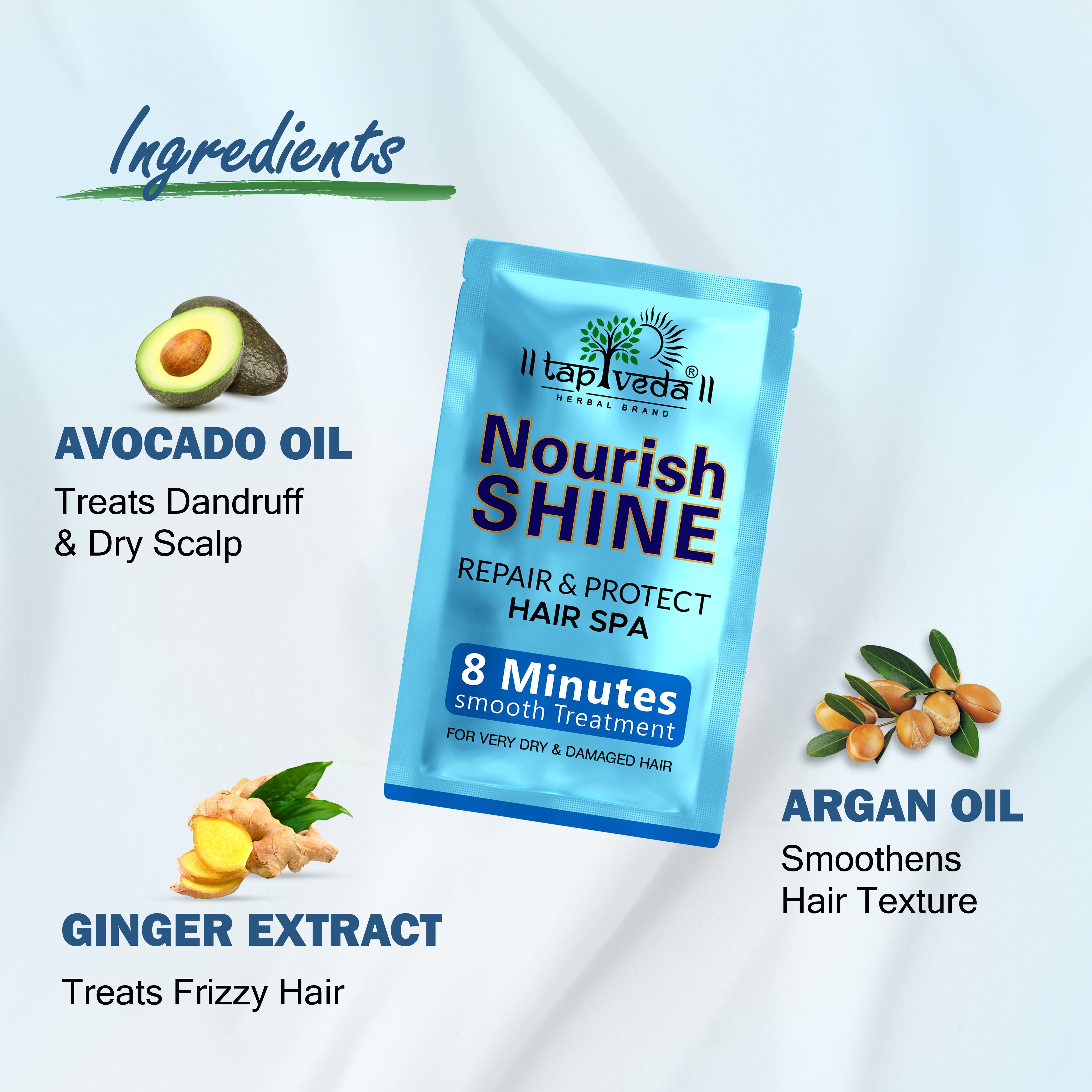 Tapveda Nourish & Shine Hydrating Hair Mask –(Pack of 3 x 100ml) | Protein-Rich Hair Mask for Dry, Frizzy & Low Porosity Hair