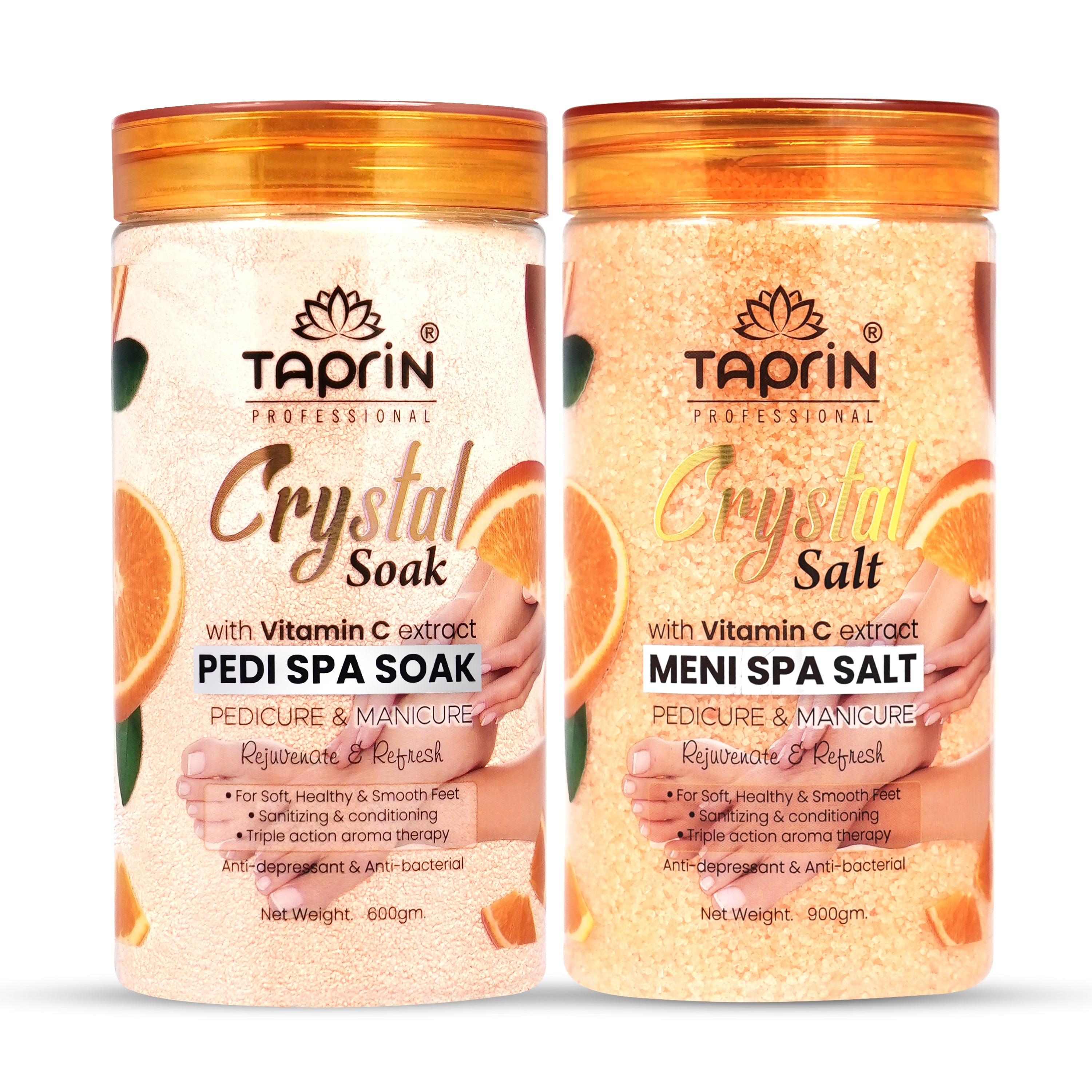 Taprin Vitamin C Manicure Pedicure Soak & Salt for Soft for Radiant Hands & Feet (600+900) g