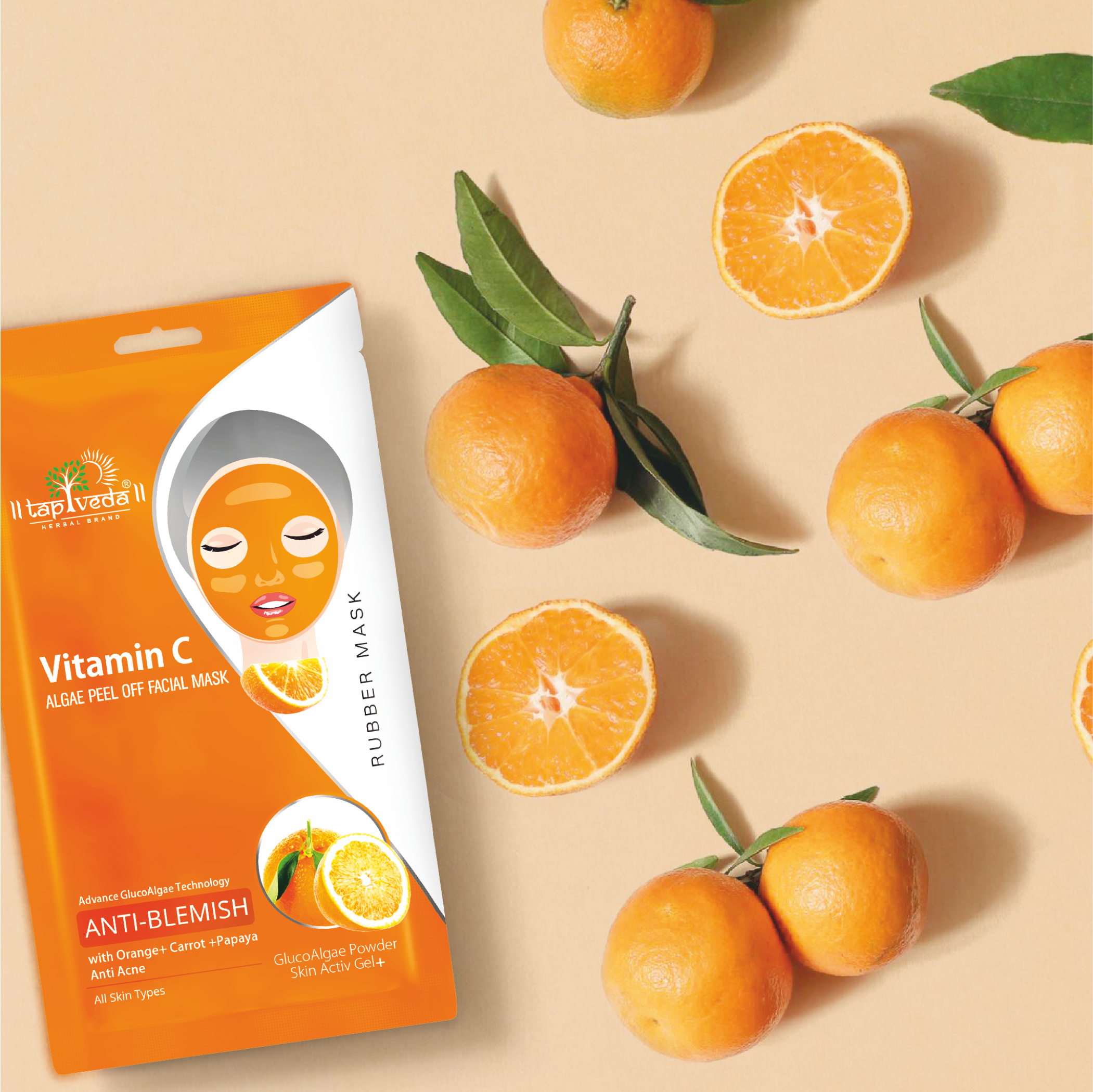 Tapveda Vitamin C GlucoAlgae Peel Off Face Mask For Improves Skin Moisturization (90g)