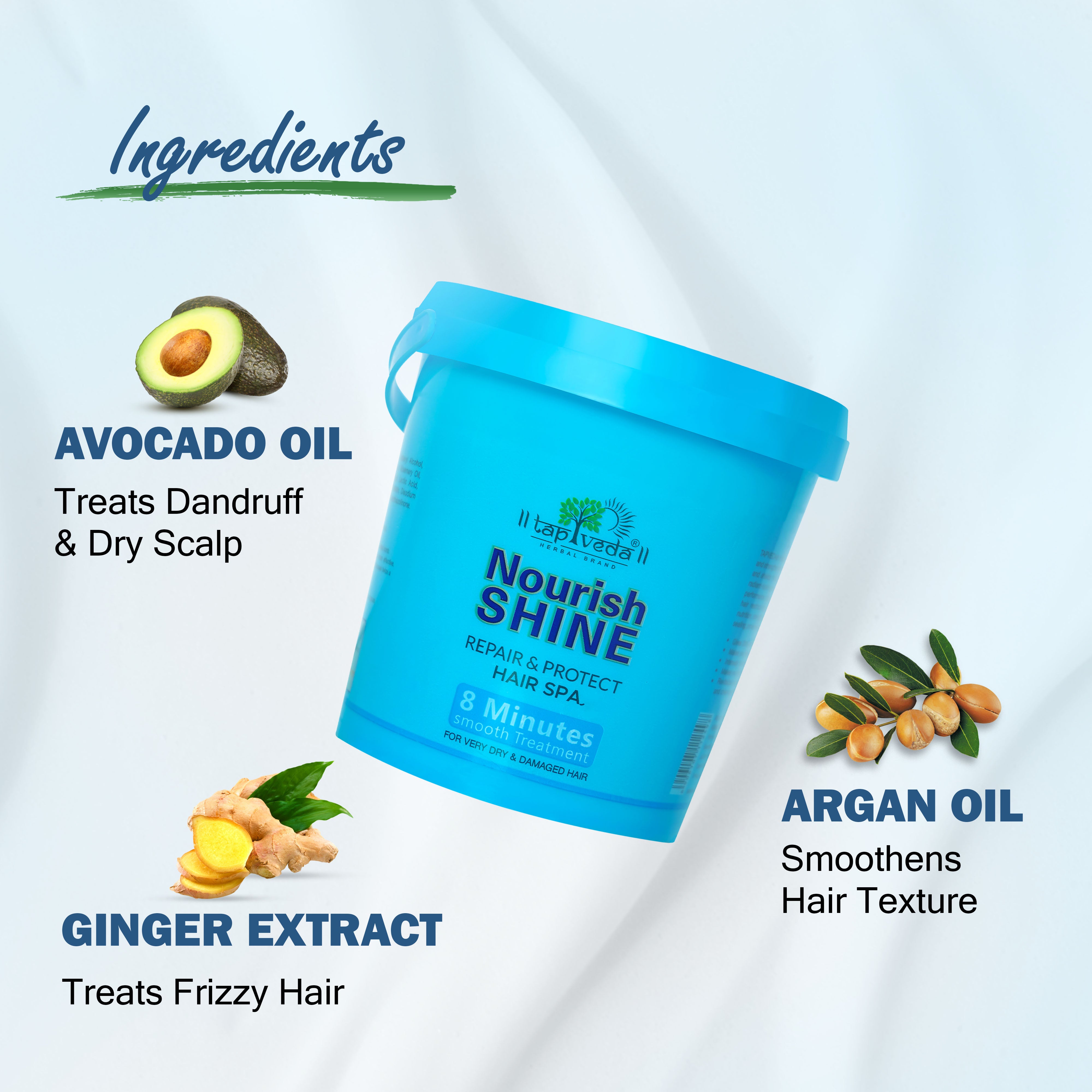 Tapveda 1000ml Nourish and Shine Spa Mask for frizz-free hair