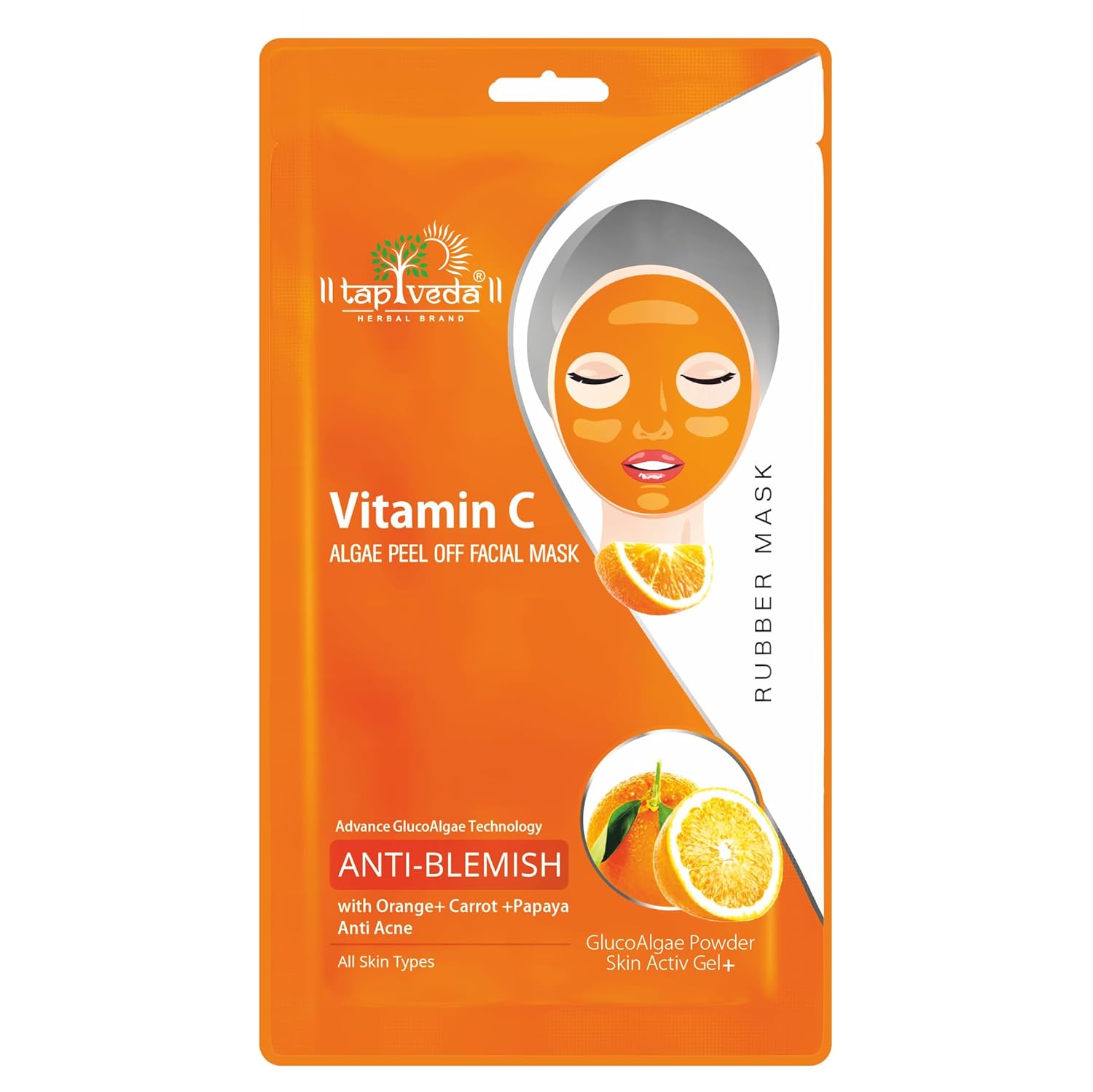 Tapveda Vitamin C GlucoAlgae Peel Off Face Mask For Improves Skin Moisturization (90g)
