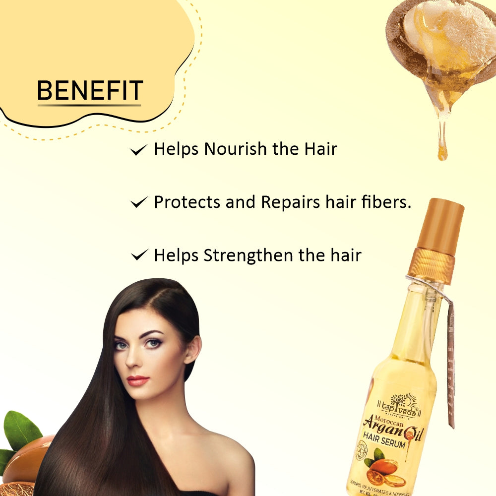 Lightweight Moroccan Argan Oil Hair Serum with Tapveda nourishing formula