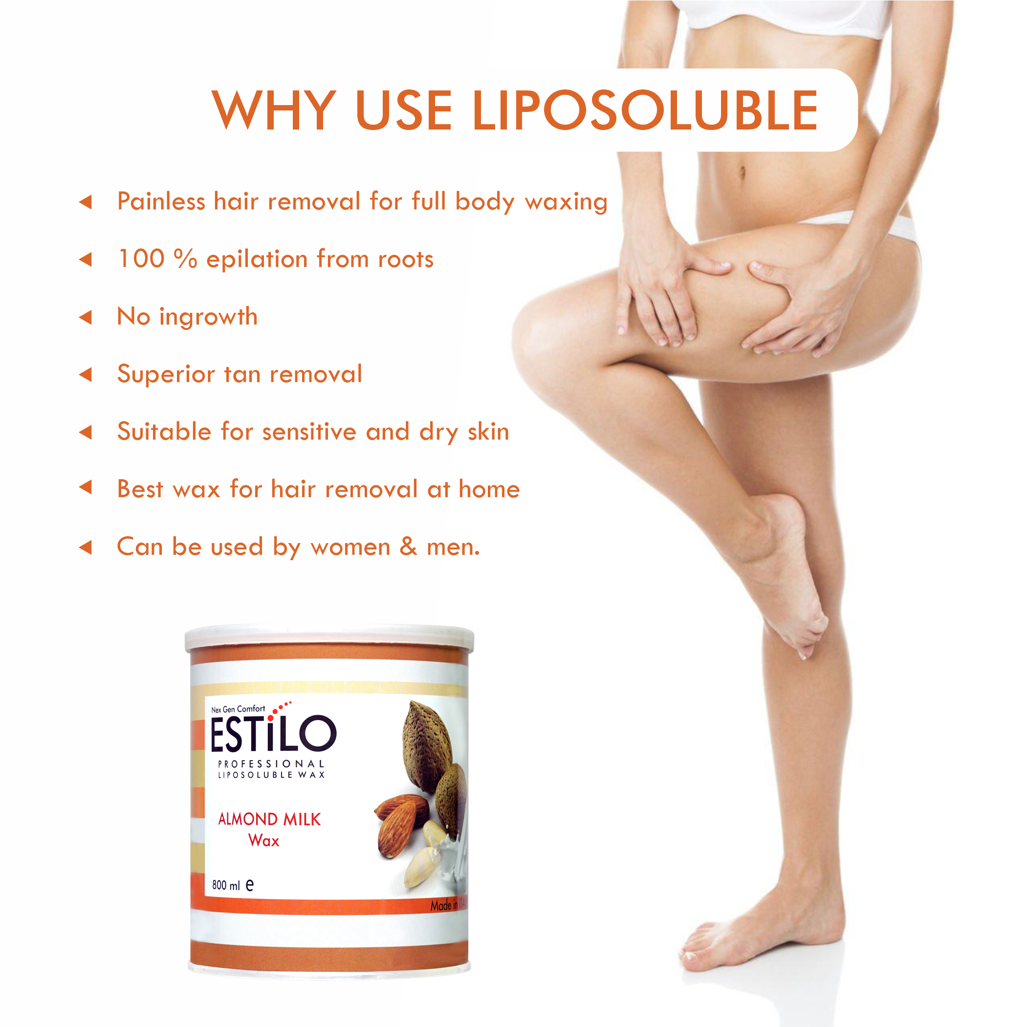 Estilo Liposoluble Almond Milk Wax - 800ml