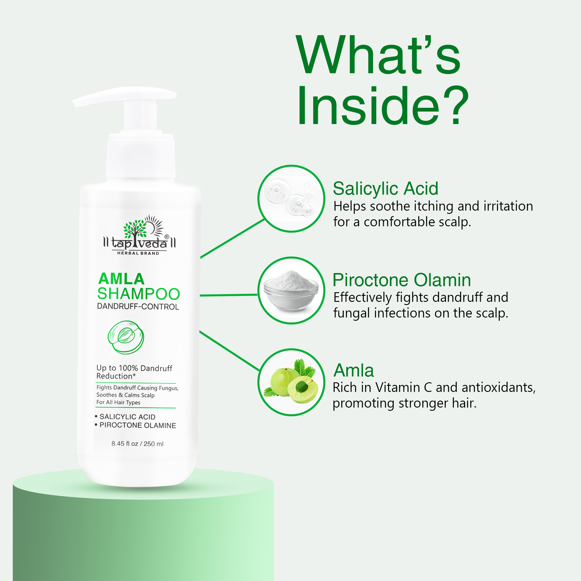 Tapveda 250ml Anti-Dandruff Shampoo with amla and salicylic acid