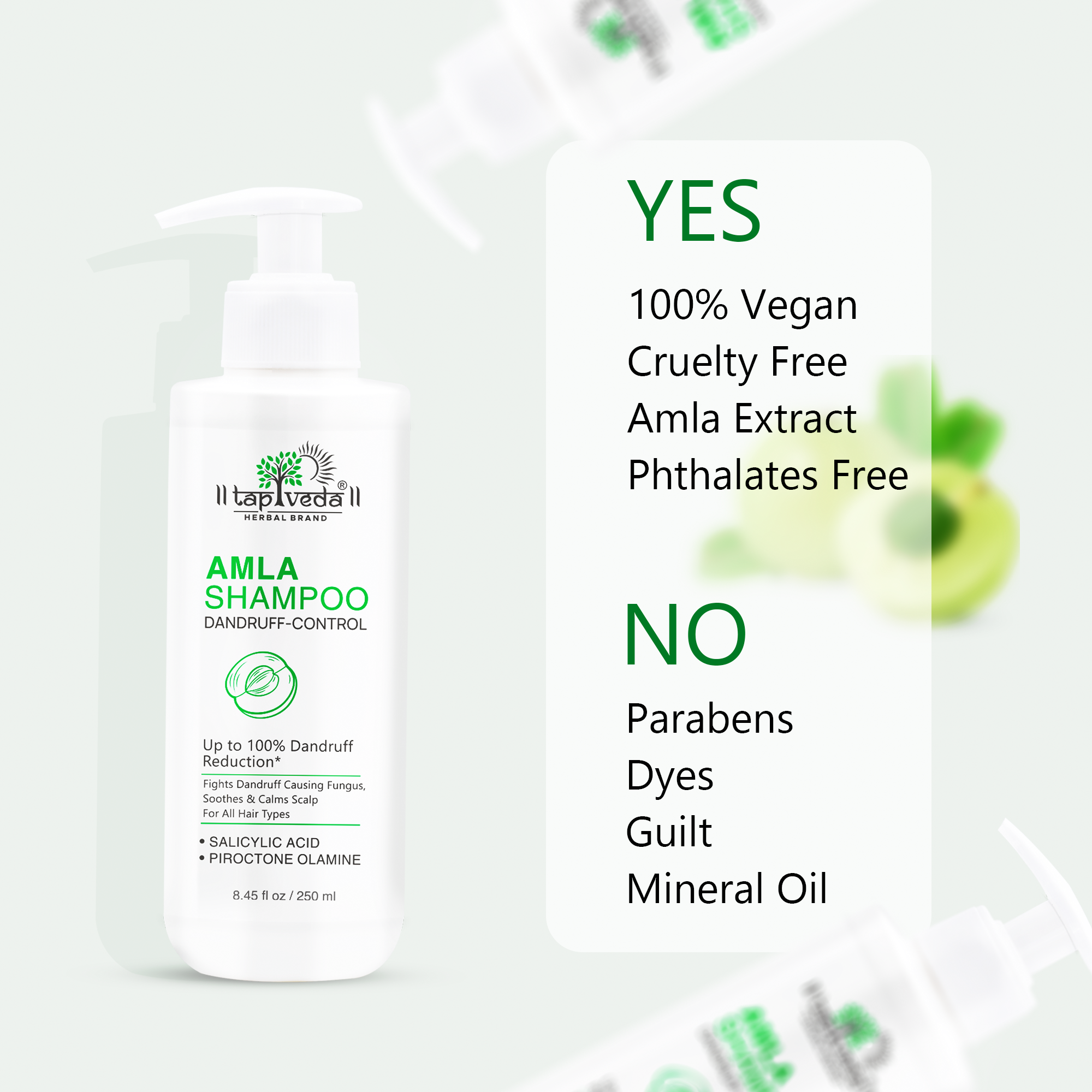 Tapveda Amla Anti Dandruff Shampoo 250ml | Natural Anti Dandruff Shampoo for Flake Free & Healthy Scalp