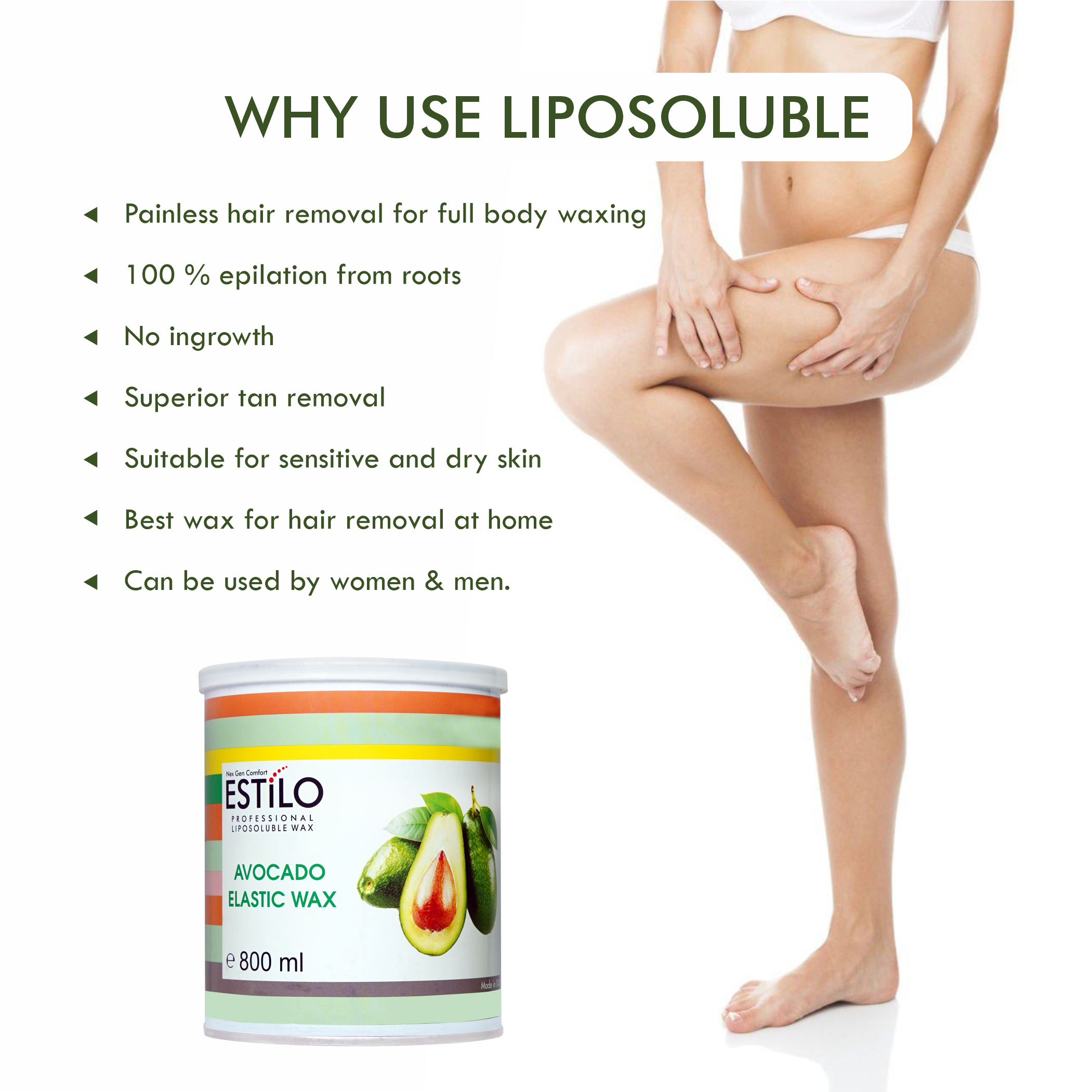 Estilo Professional Avocado Wax For Hair Removal - 800ml