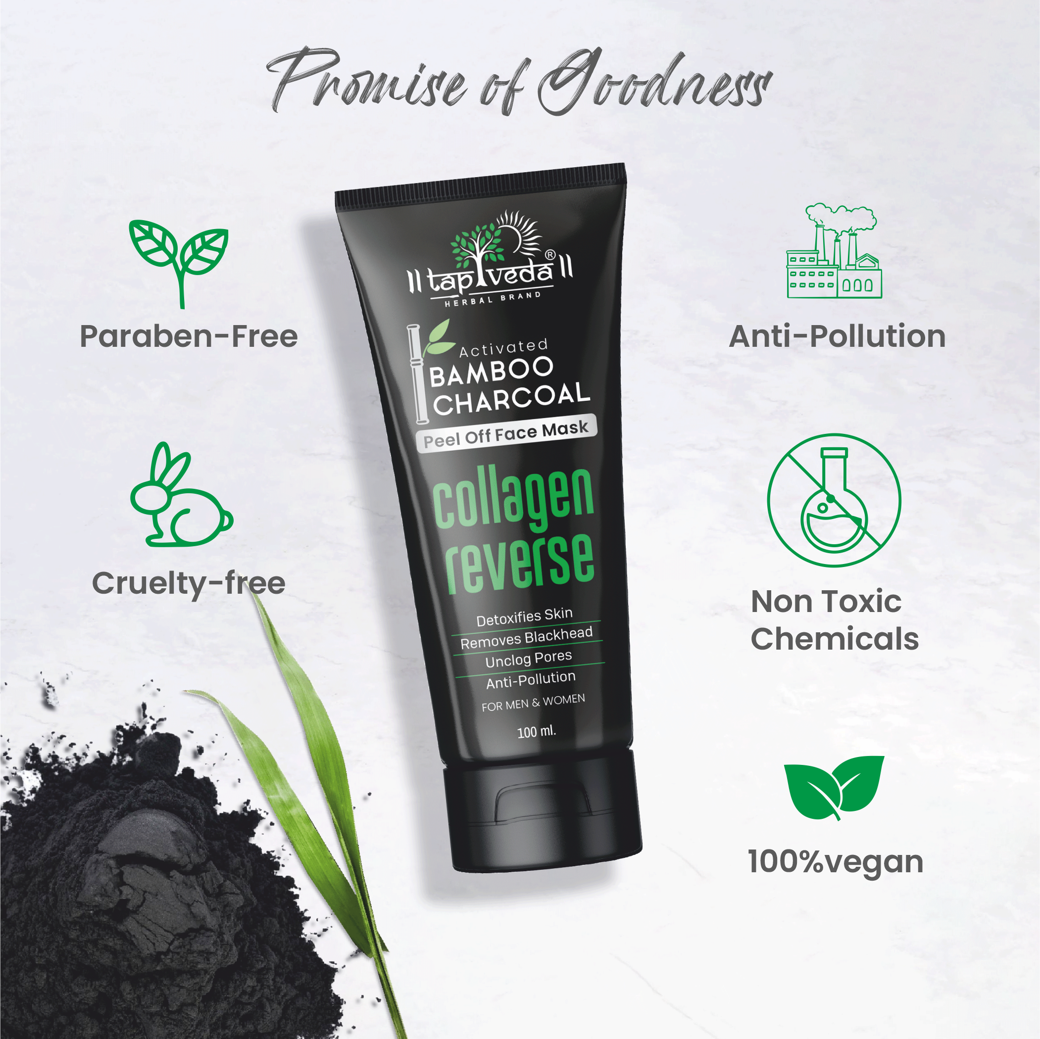 Activated Bamboo Charcoal Face Mask by Tapveda fades dark spots