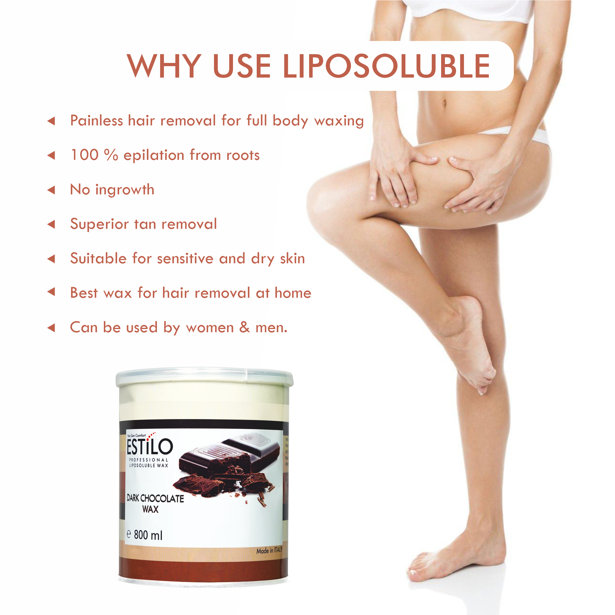 Estilo Liposoluble Dark Chocolate Wax - 800ml