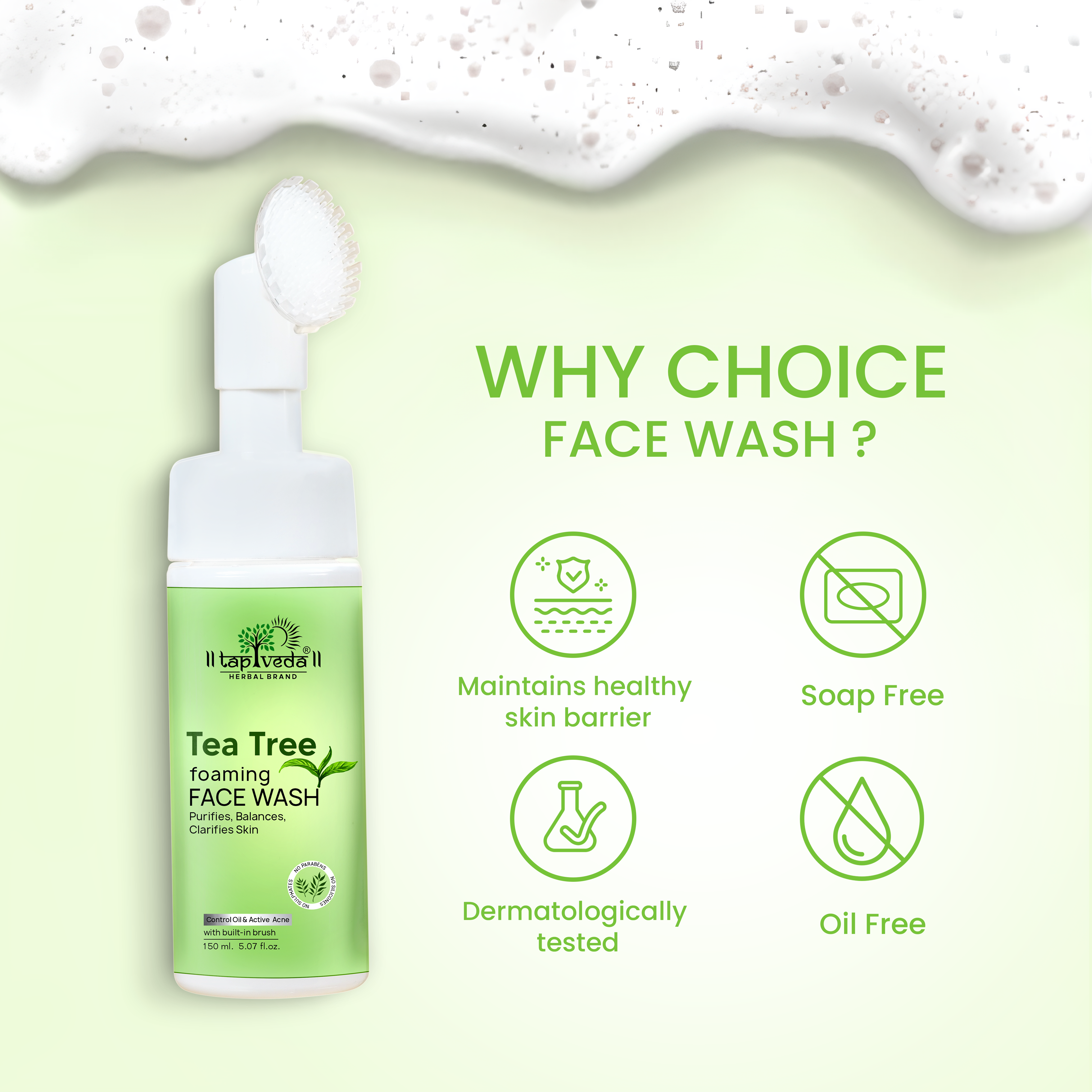 Tea Tree Foaming Face Wash 150ml for oily skin