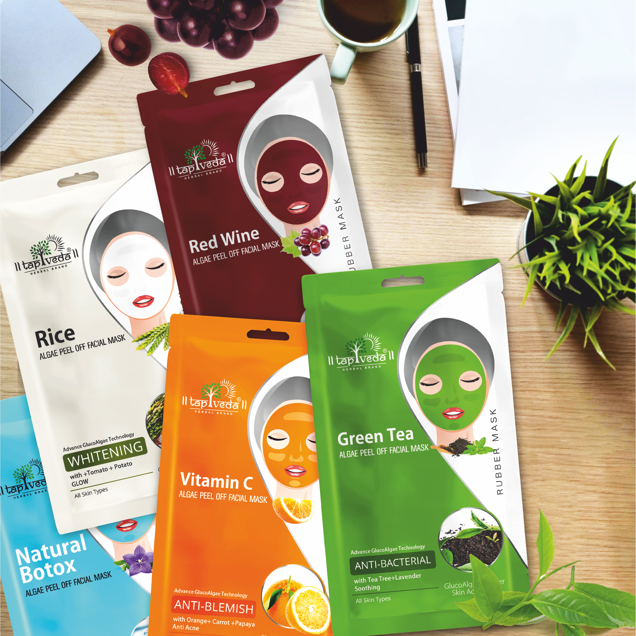 Gentle exfoliation Peel Off Mask with Tapveda green tea formula