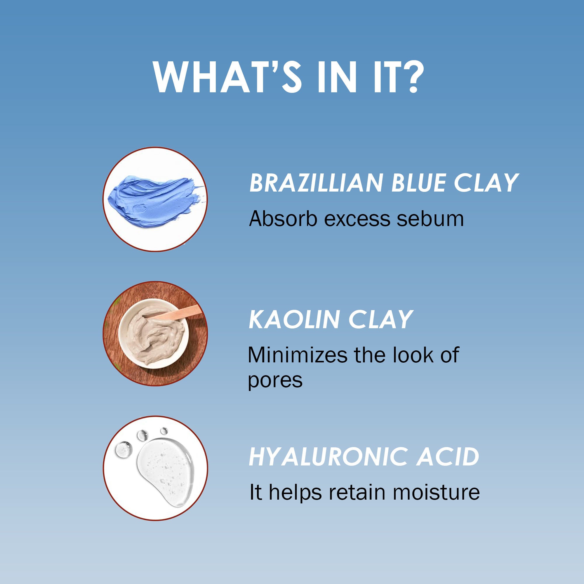 Tapveda Brazilian Blue Clay Face Mask – 100g | Brightens Skin, Removes Tan, Unclogs Pores & Reduces Blackheads