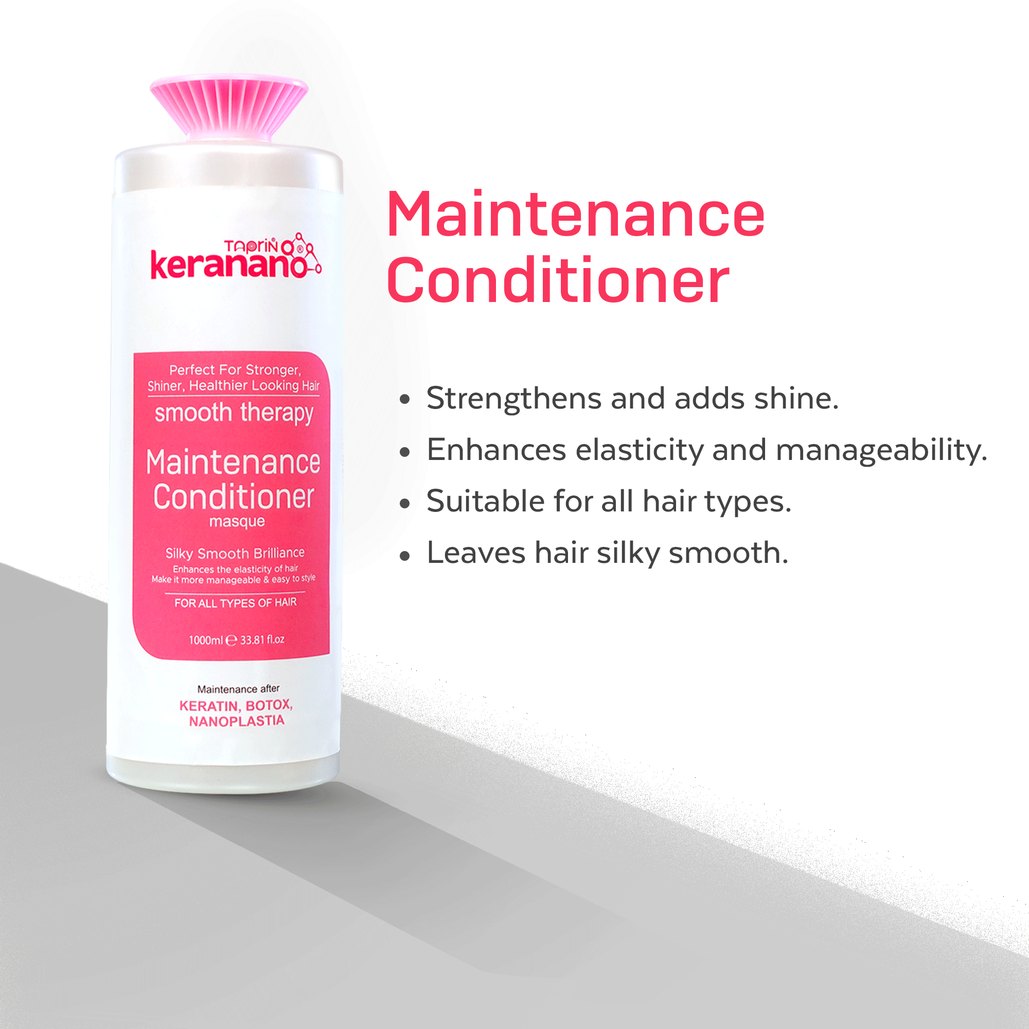 Taprin Keranano Nanoplastia Treatment for Frizz-Free, Shiny and Straight Hairs Upto 6 months - (Each 1000 ml)x4 | Bond Repair & 0% Formaldehyde