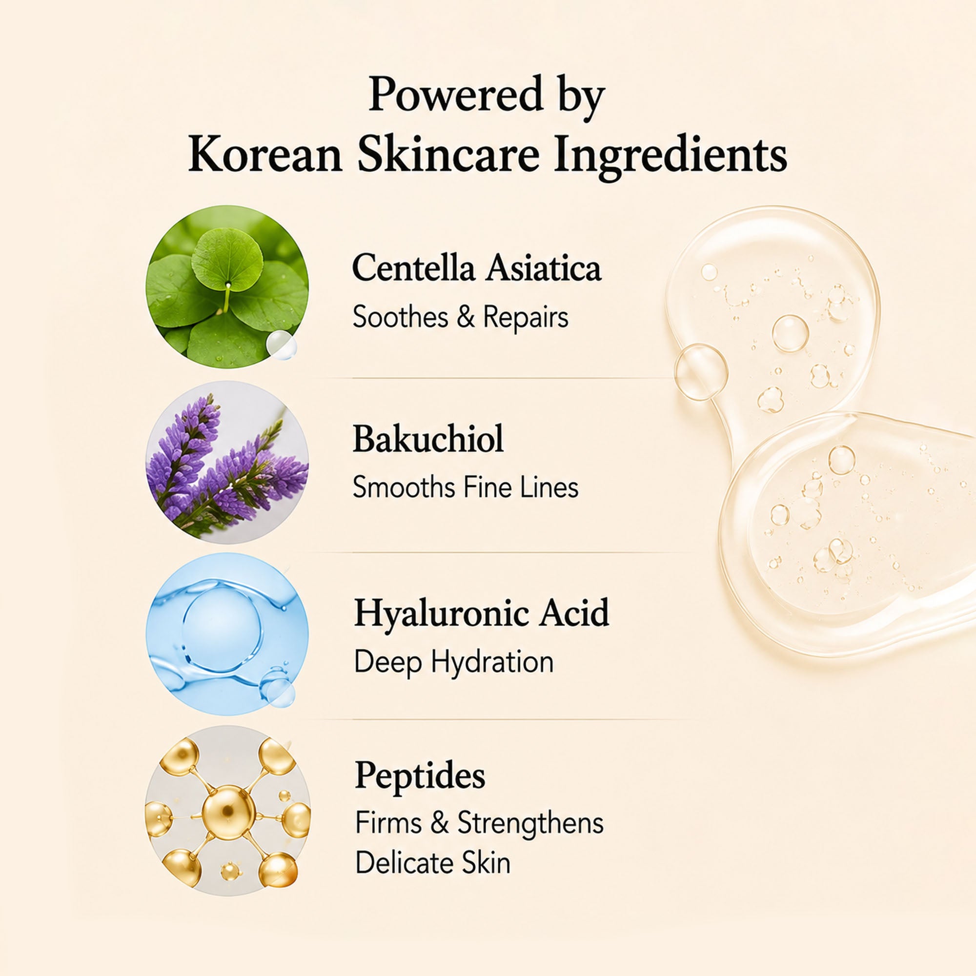 Korean Eye Cream with Centella & Bakuchiol | Hydrating Under Eye Cream with Roller for Dark Circles & Fine Line Support (15g)