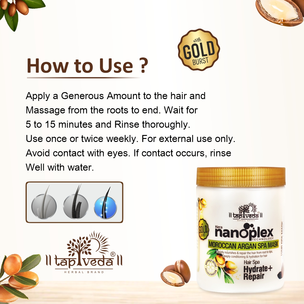 Tapveda 900ml Moroccan Argan Spa Mask for silky smooth hair