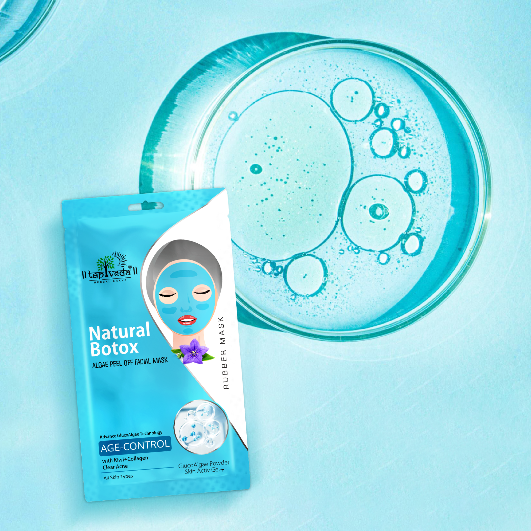 Tapveda Natural Botox Gluco Algae Peel Off Face Mask with Kiwi & Collagen (90g)