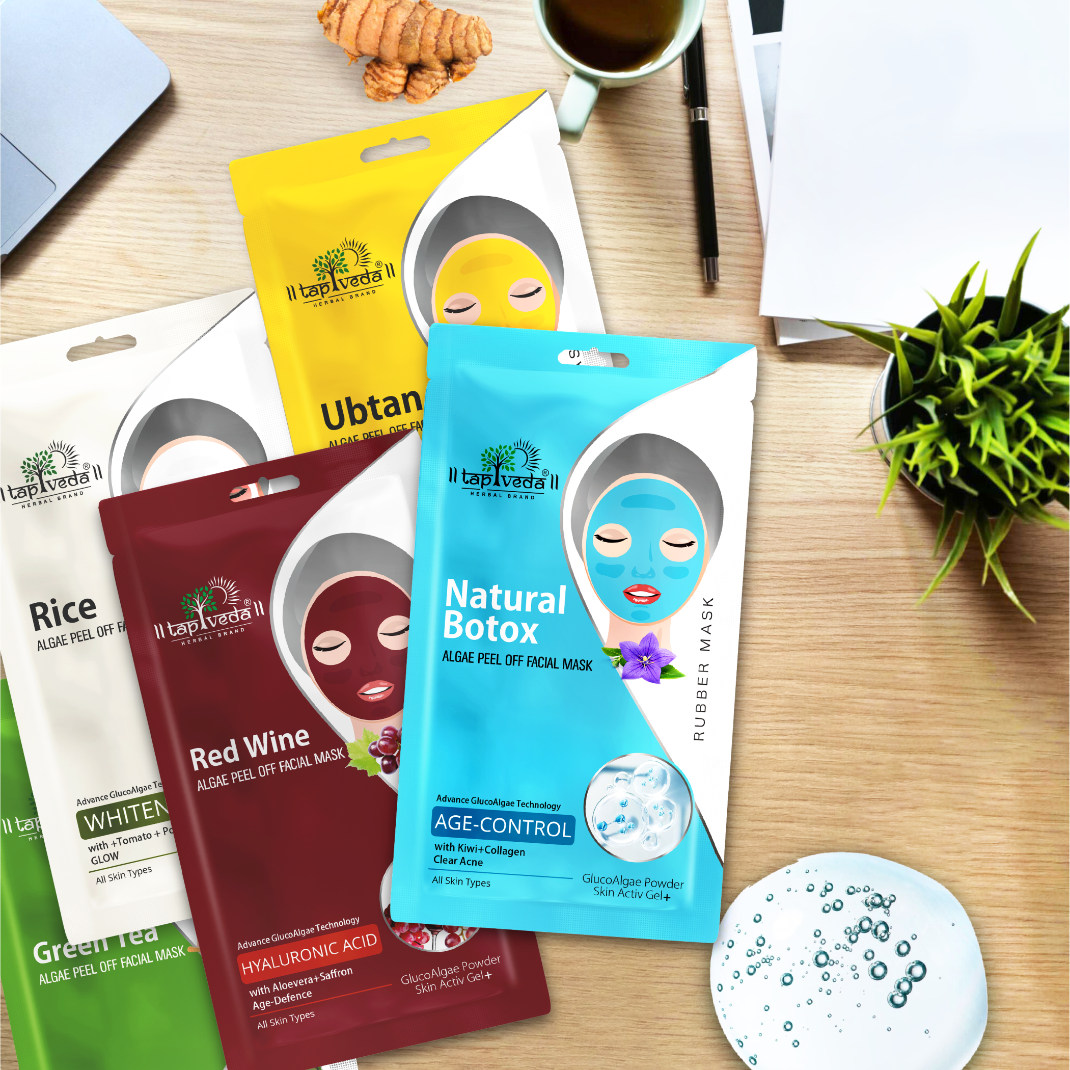 Hydrating Gluco Algae Face Mask by Tapveda with natural collagen