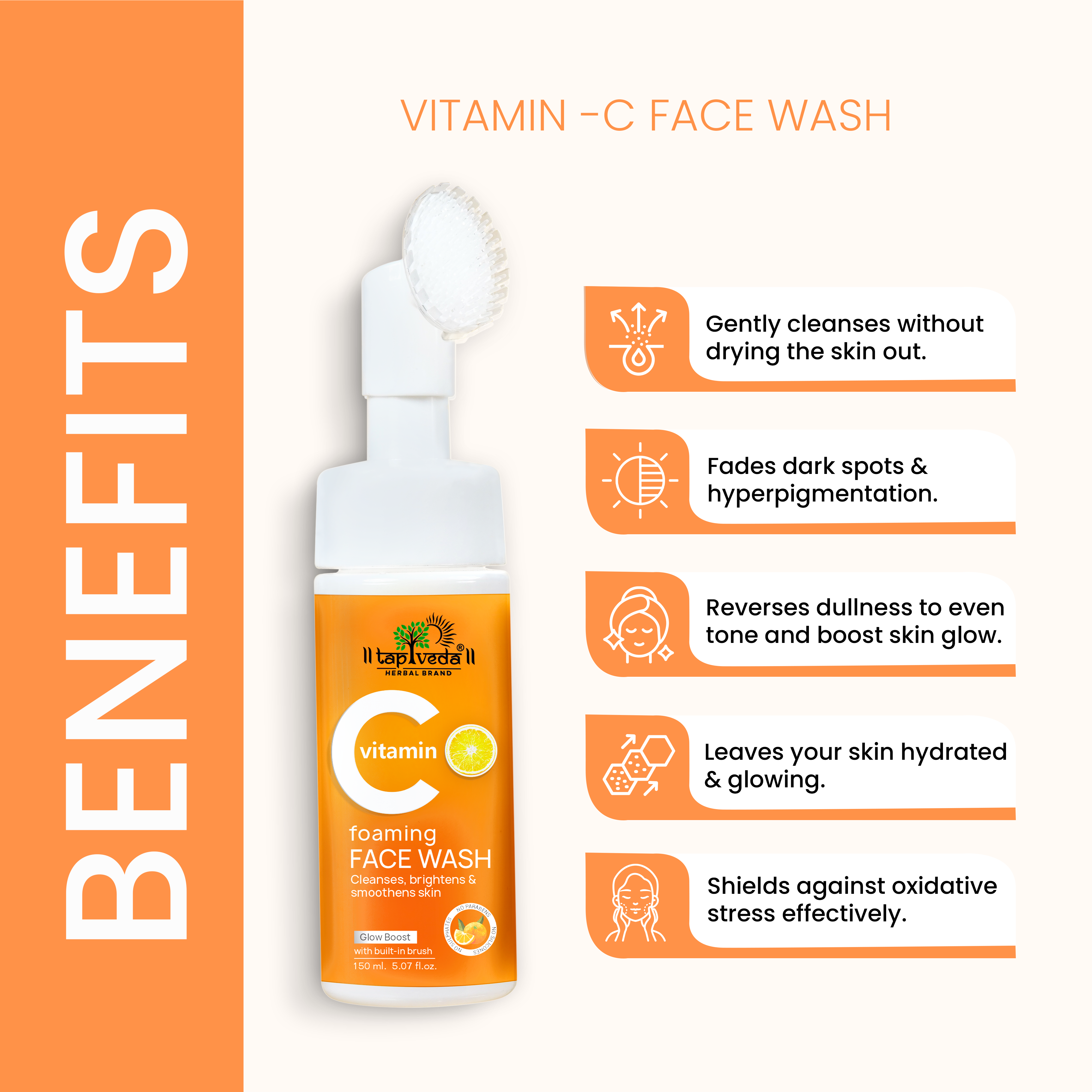 Gentle Vitamin C Foaming Face Wash cleanses and brightens naturally