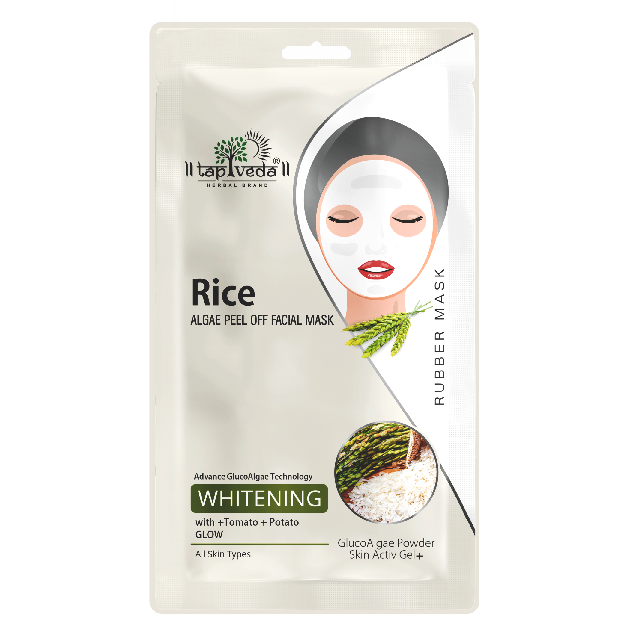 Tapveda Rice Gluco Algae Peel Off Face Mask For Glass Skin (90g)