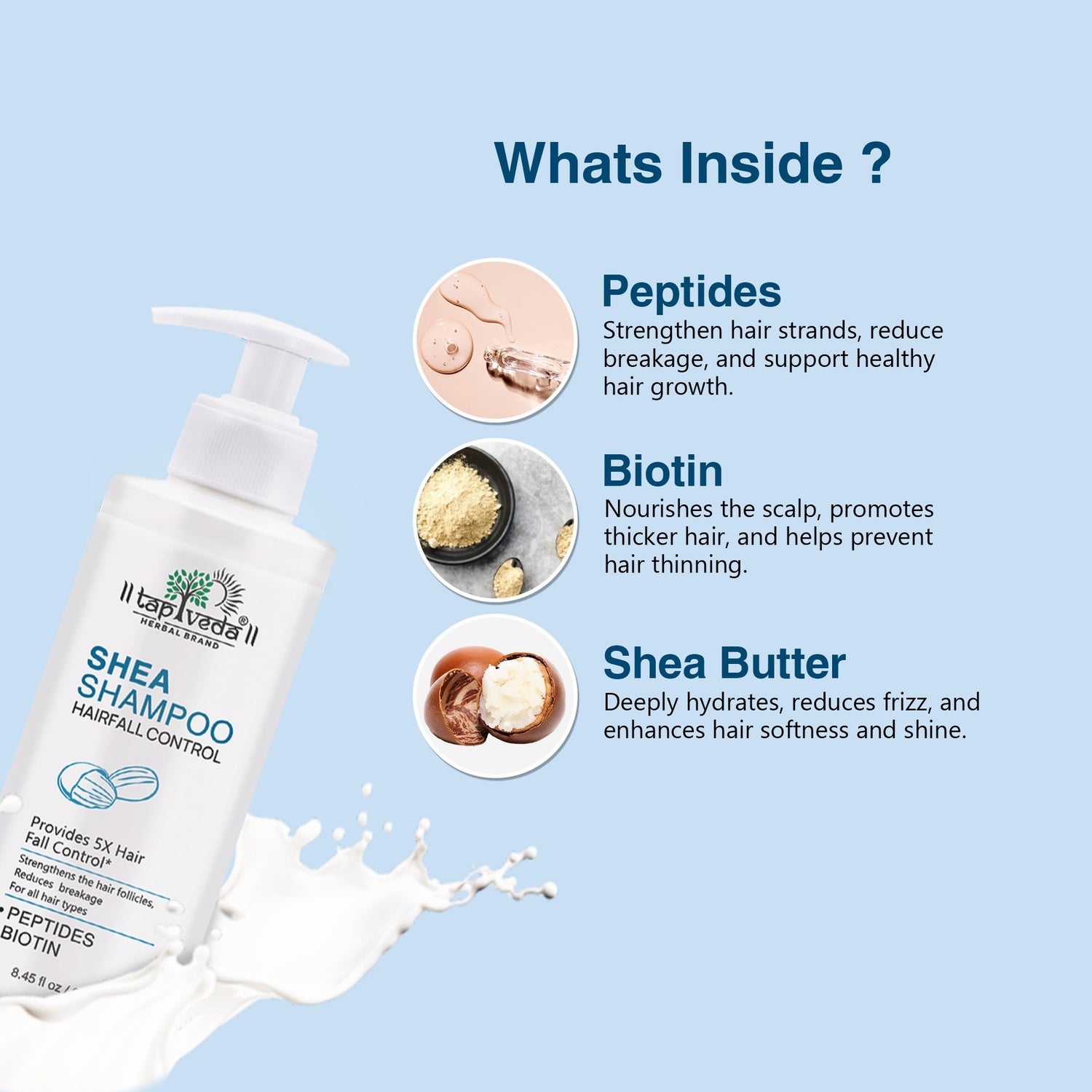 Shea Anti Hair Fall Shampoo by Tapveda nourishes scalp and hair