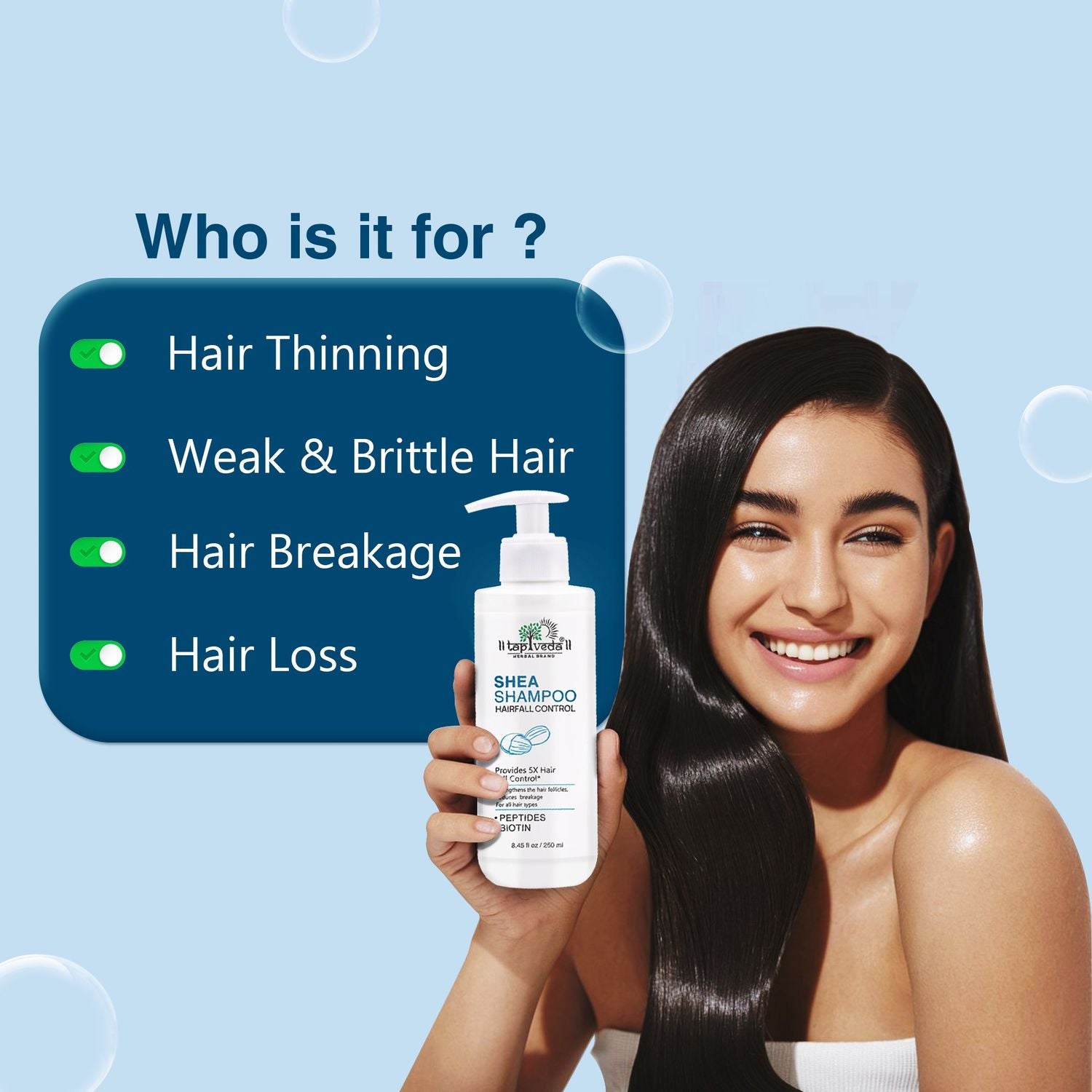 Tapveda 250ml Hair Fall Control Shampoo with shea and biotin