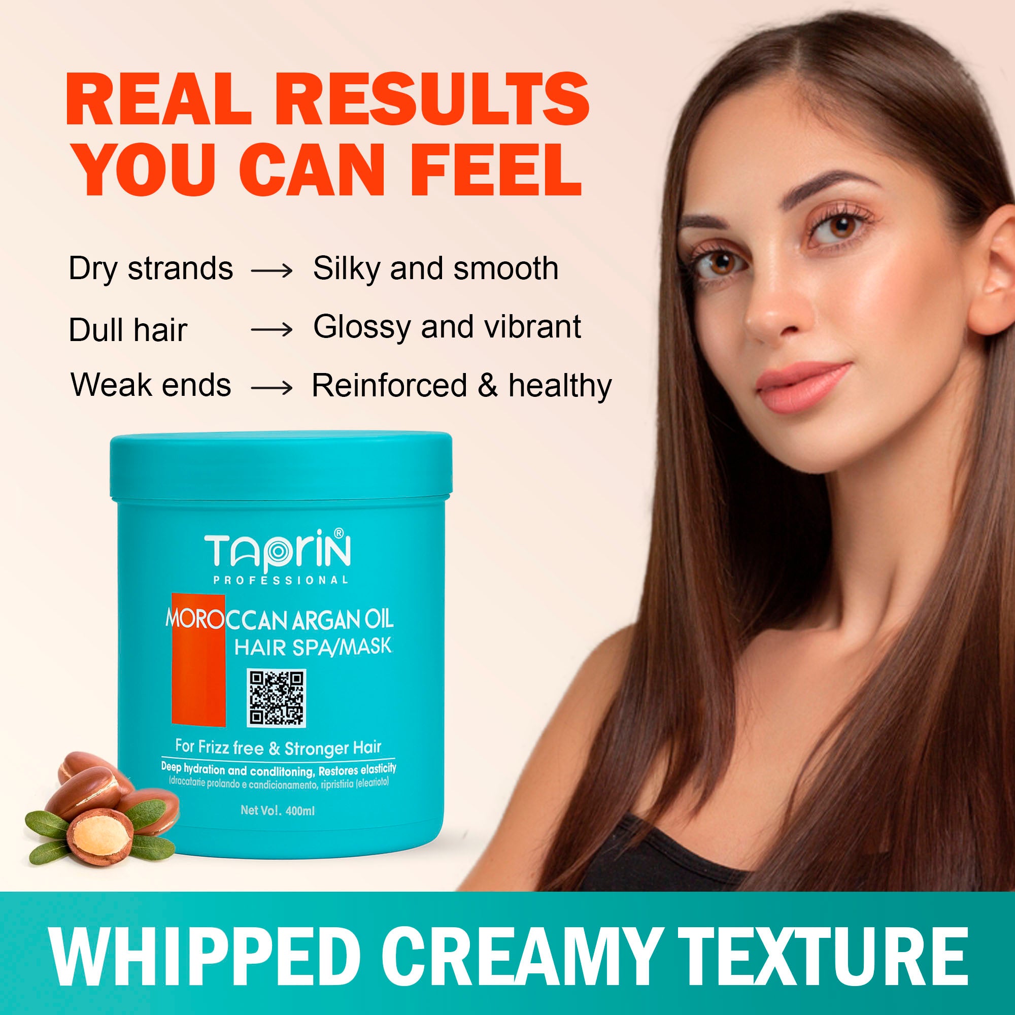 Taprin Moroccan Argan oil Hair mask for frizz free & stronger hair -400 ml