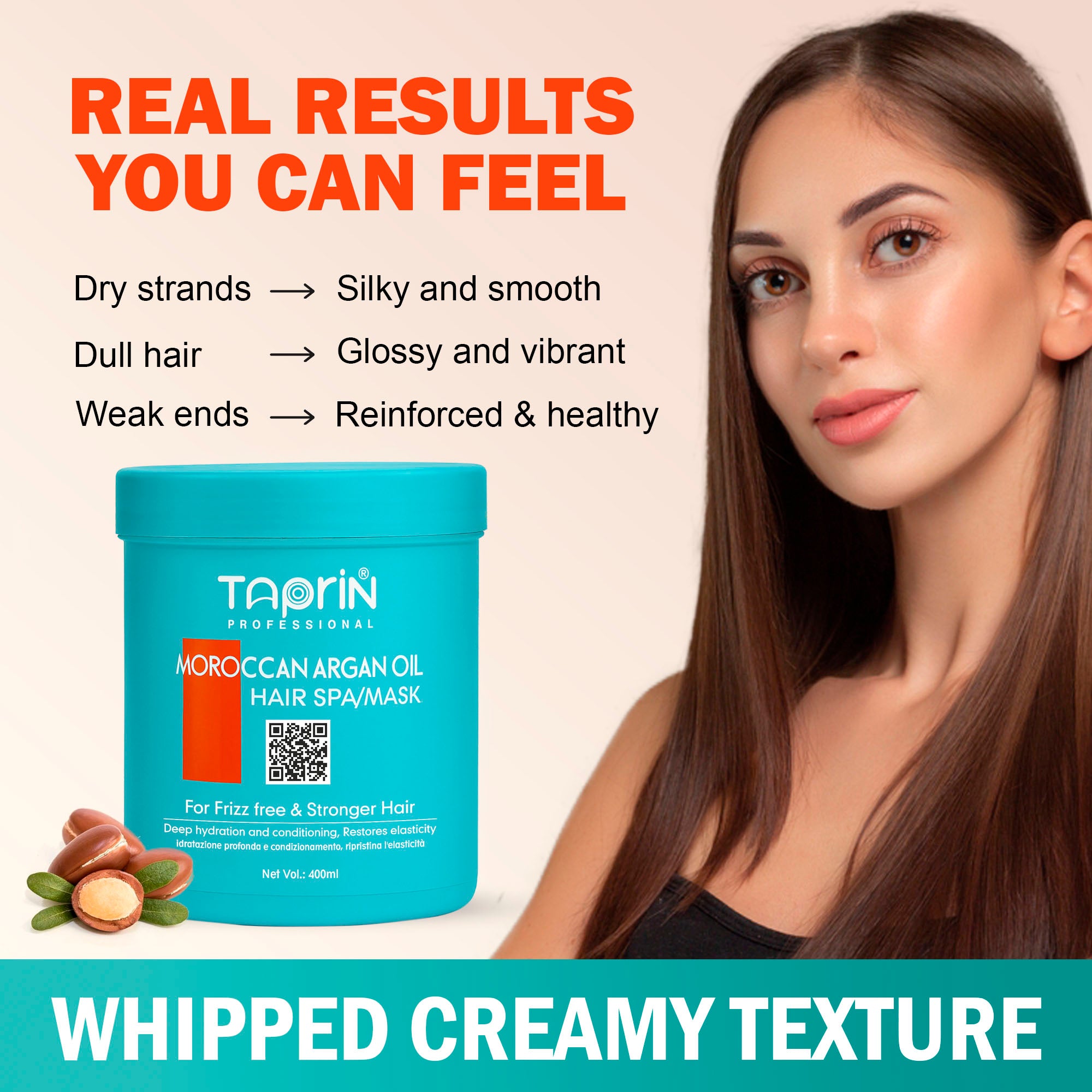 Taprin Moroccan Argan oil Hair mask for frizz free & stronger hair -400 ml