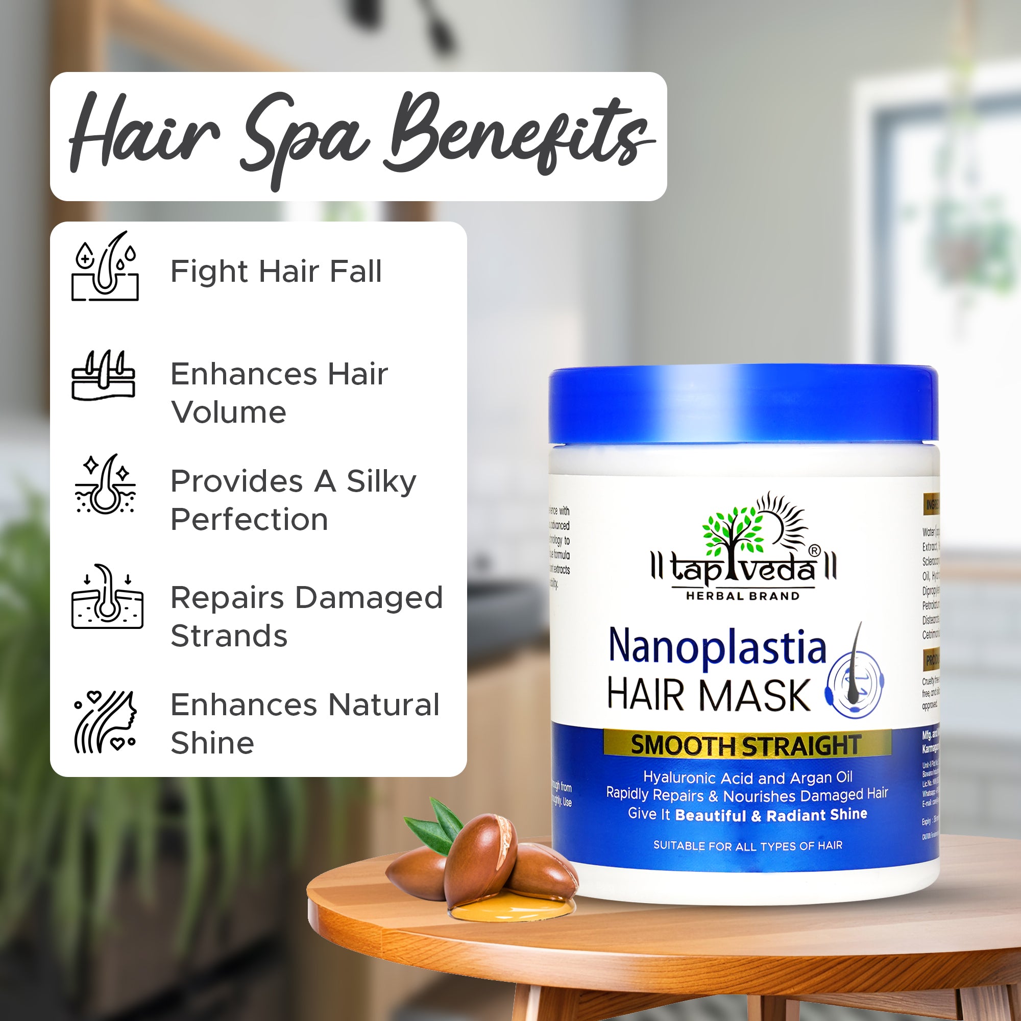 Smoothing Nanoplastia Hair Mask by Tapveda with argan oil blend
