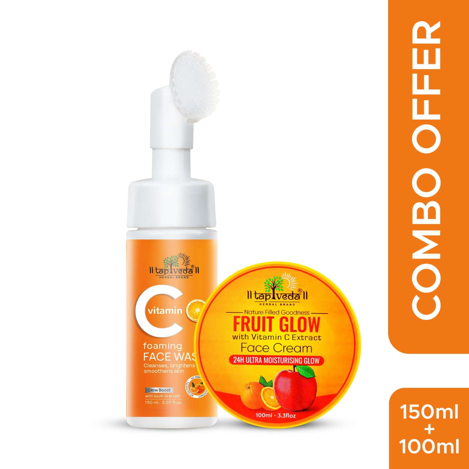 Tapveda Fruit Glow Face Cream and Vitamin C Face Wash Combo