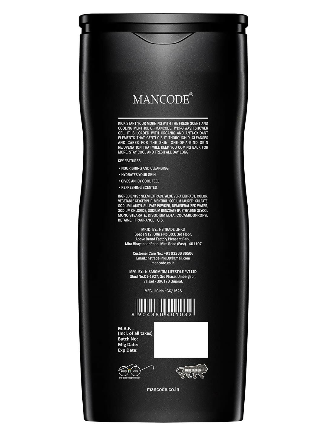 Mancode clean and fresh body wash