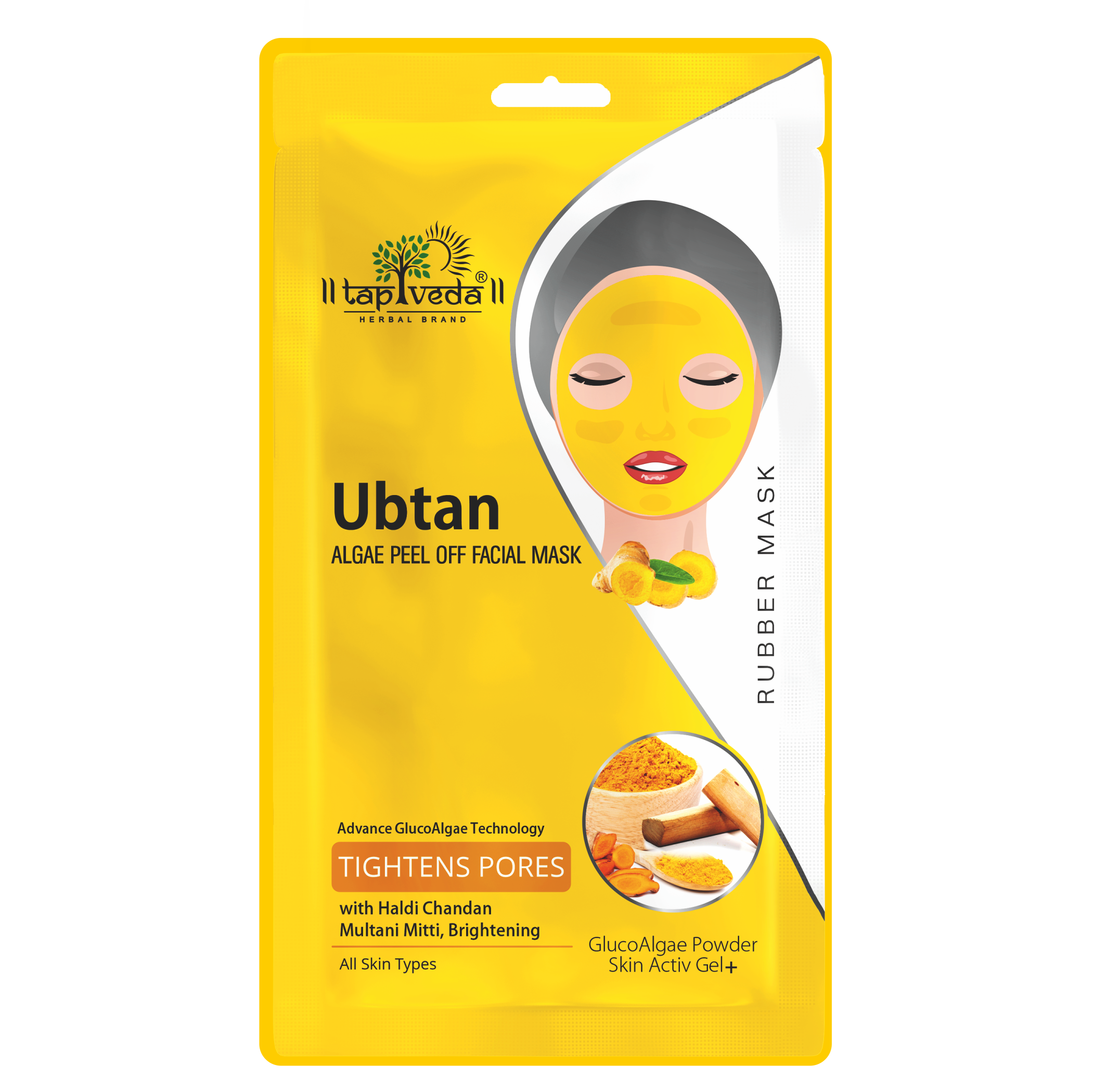Tapveda Ubtan GlucoAlgae Peel Off Face Mask For Remove Tan & Cleanse Deeply (90g)
