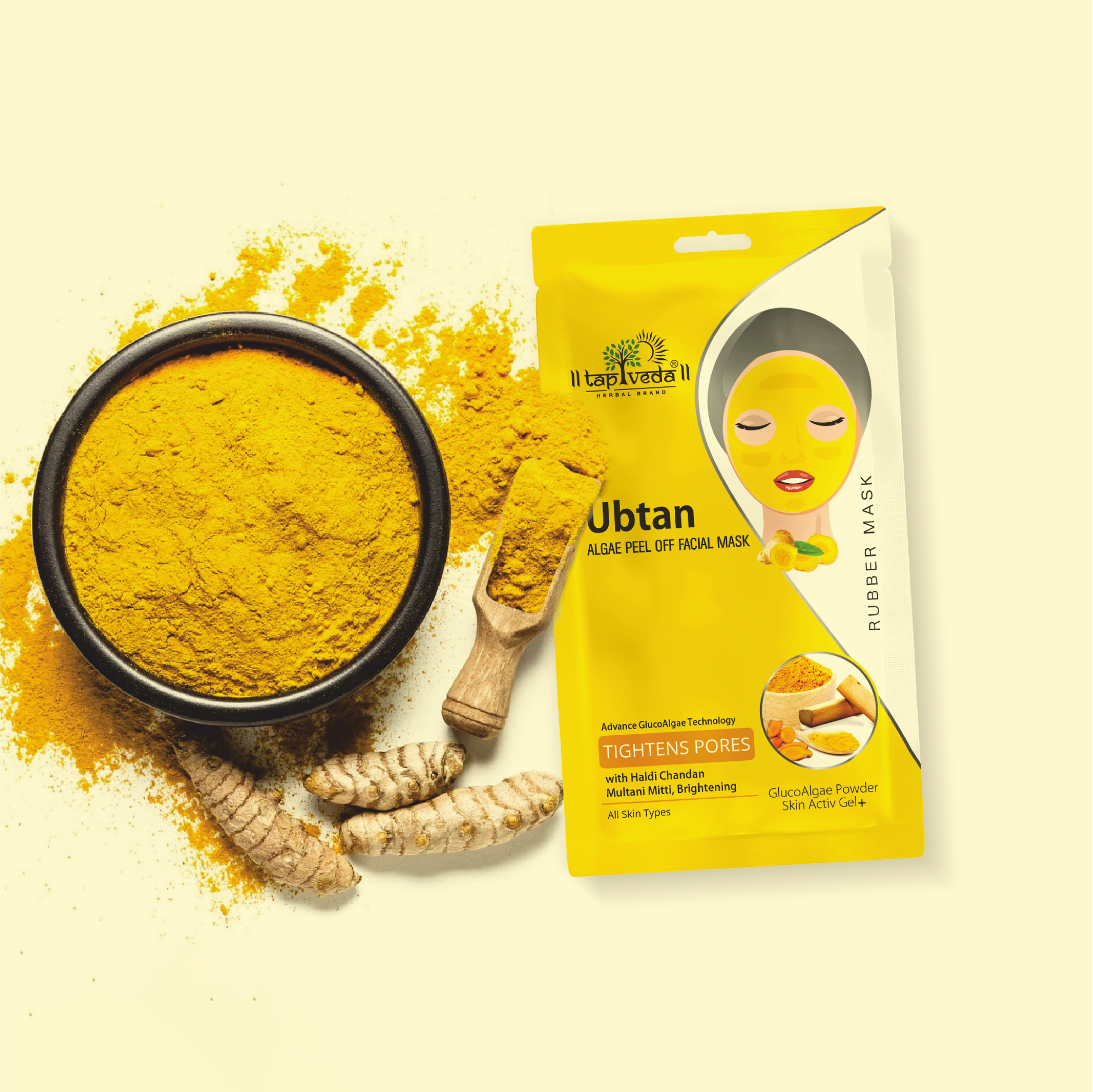 Tapveda Ubtan GlucoAlgae Peel Off Face Mask For Remove Tan & Cleanse Deeply (90g)