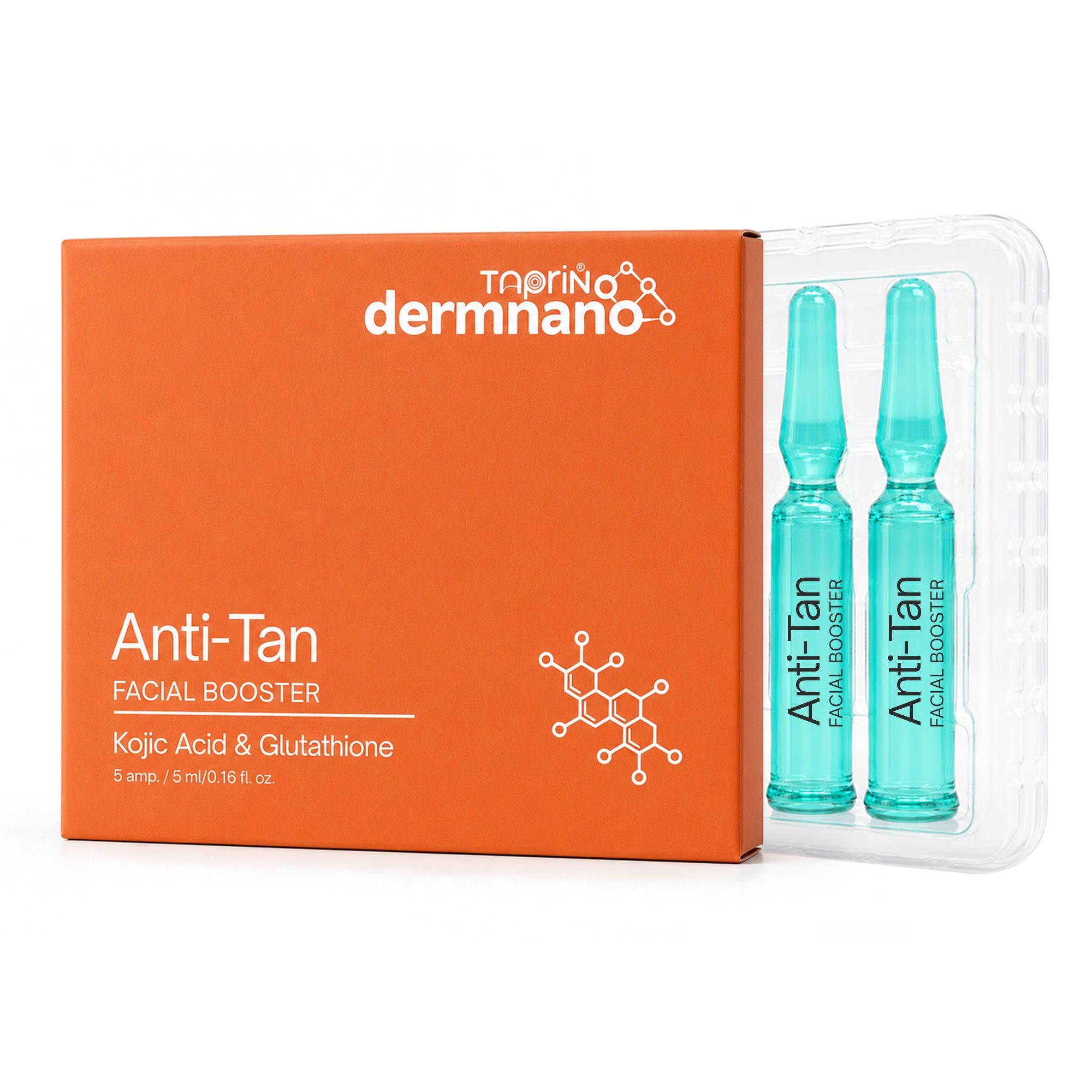 Anti-Tan Facial Kit Booster Ampoule with Kojic Acid & Glutathione | Facial Tan Removal & Glow Enhancer | 5 x 5ml
