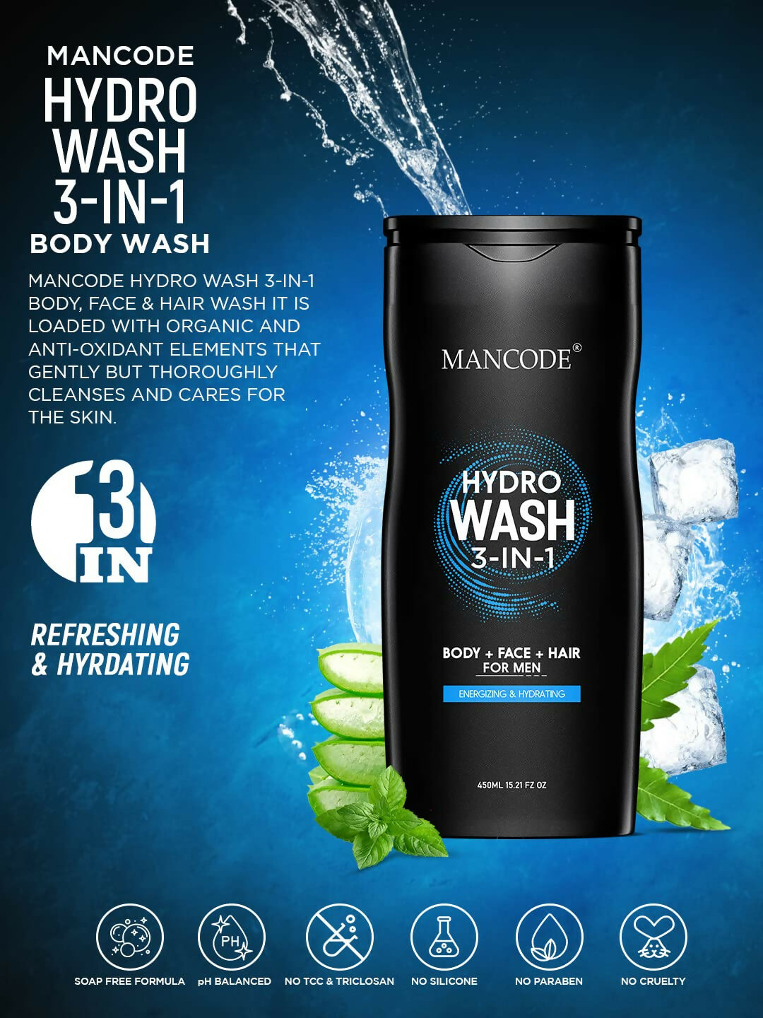 Hydrating body wash for men