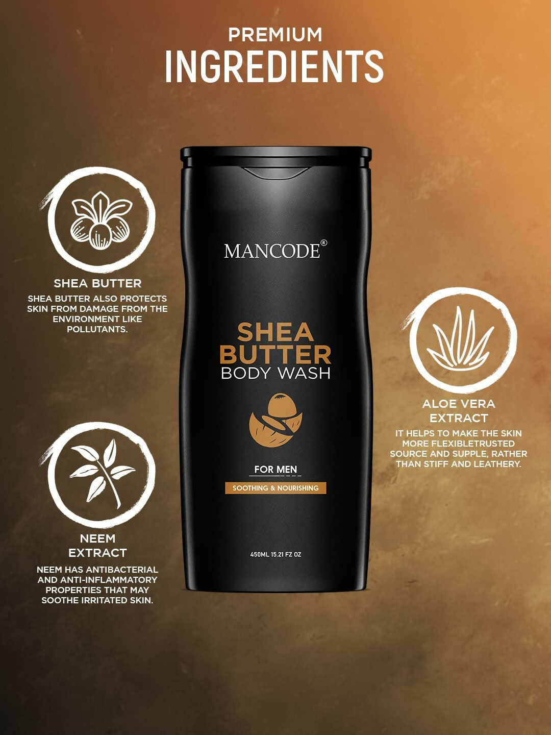 Gentle shea butter wash for men