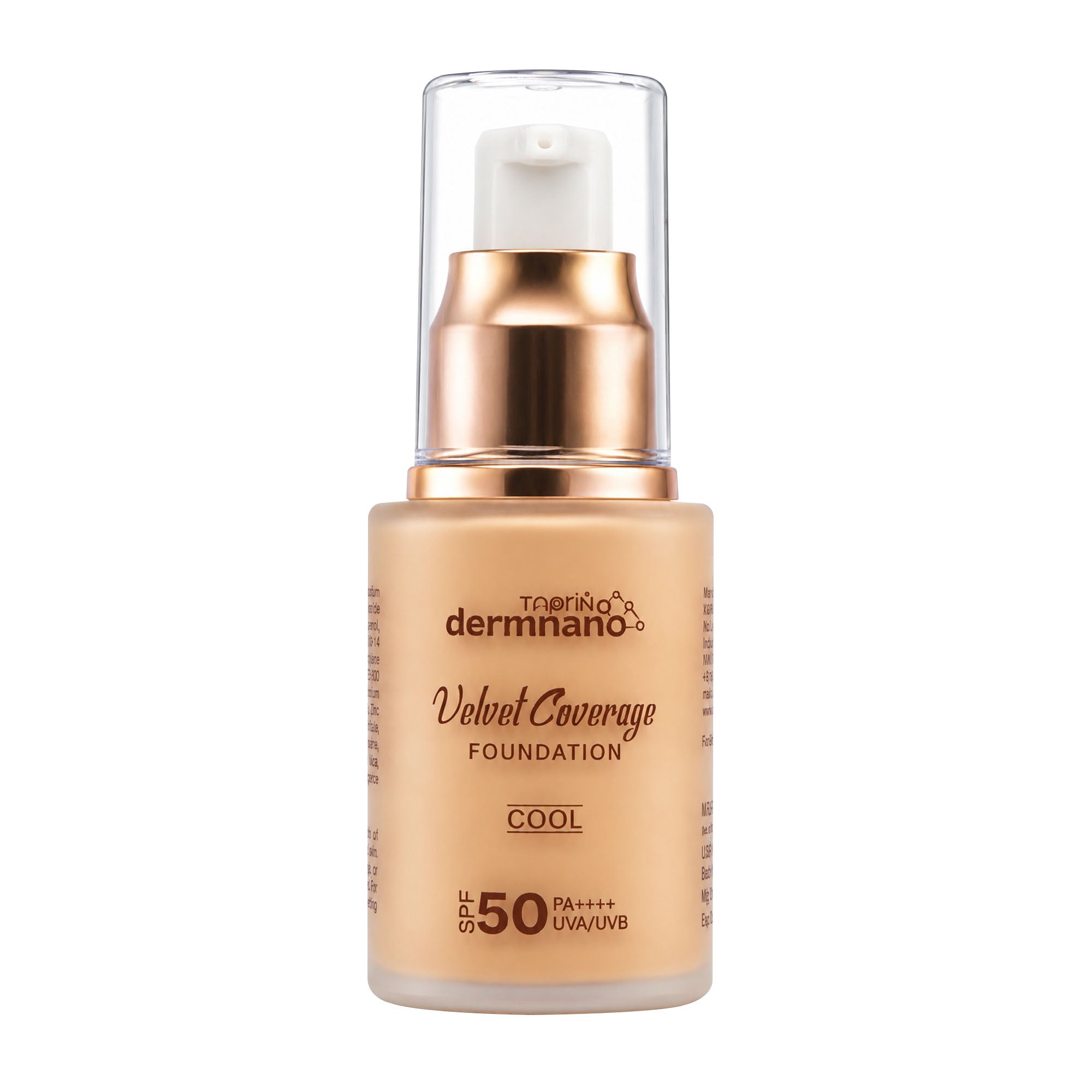Velvet Coverage Foundation with SPF 50 PA++++ | Full Coverage Matte Finish Foundation | Shade Cool | 30ml