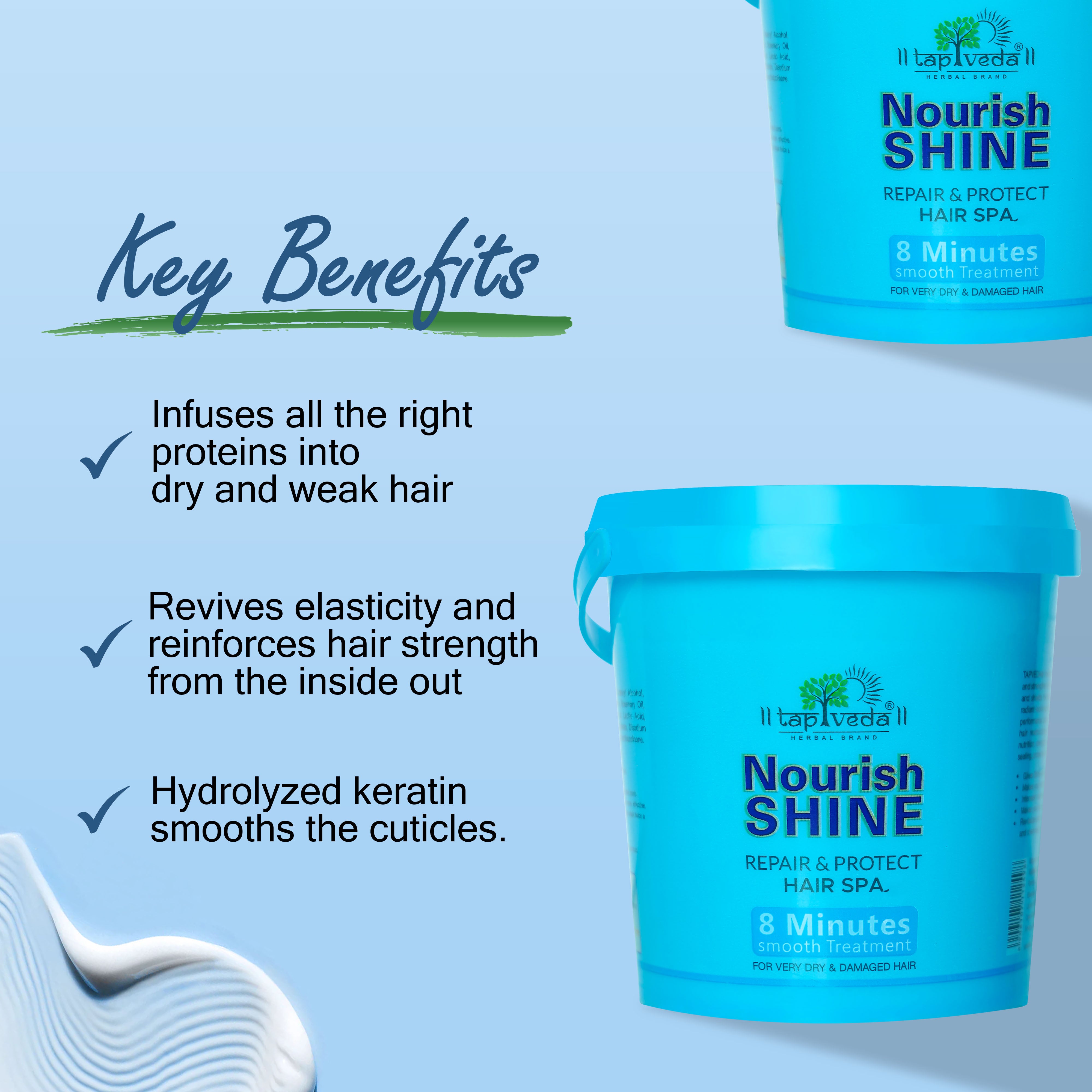 Hair spa for frizzy hair deeply repairs and smoothens hair.