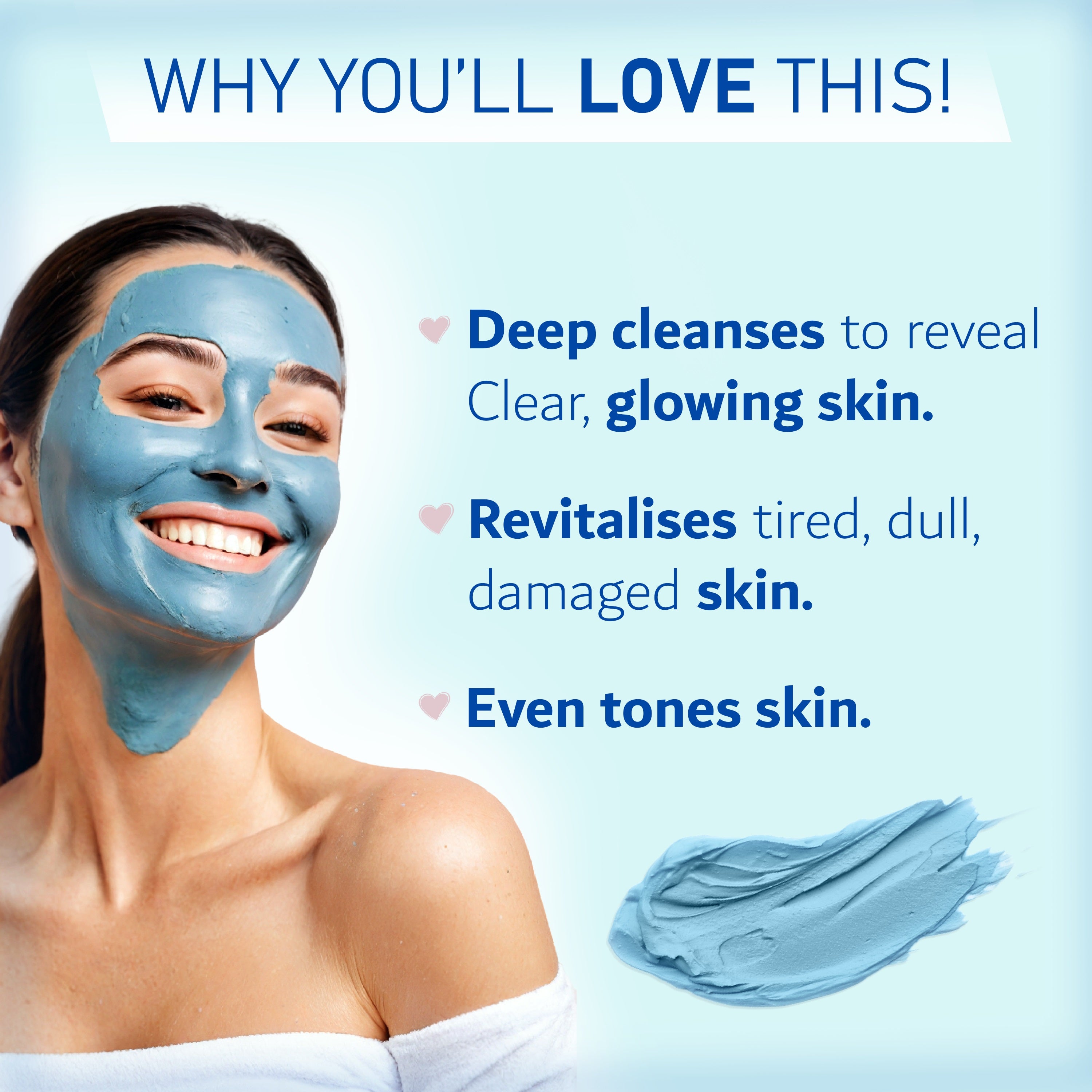 Tapveda 100g Blue Clay Mask reduces blackheads and brightens skin