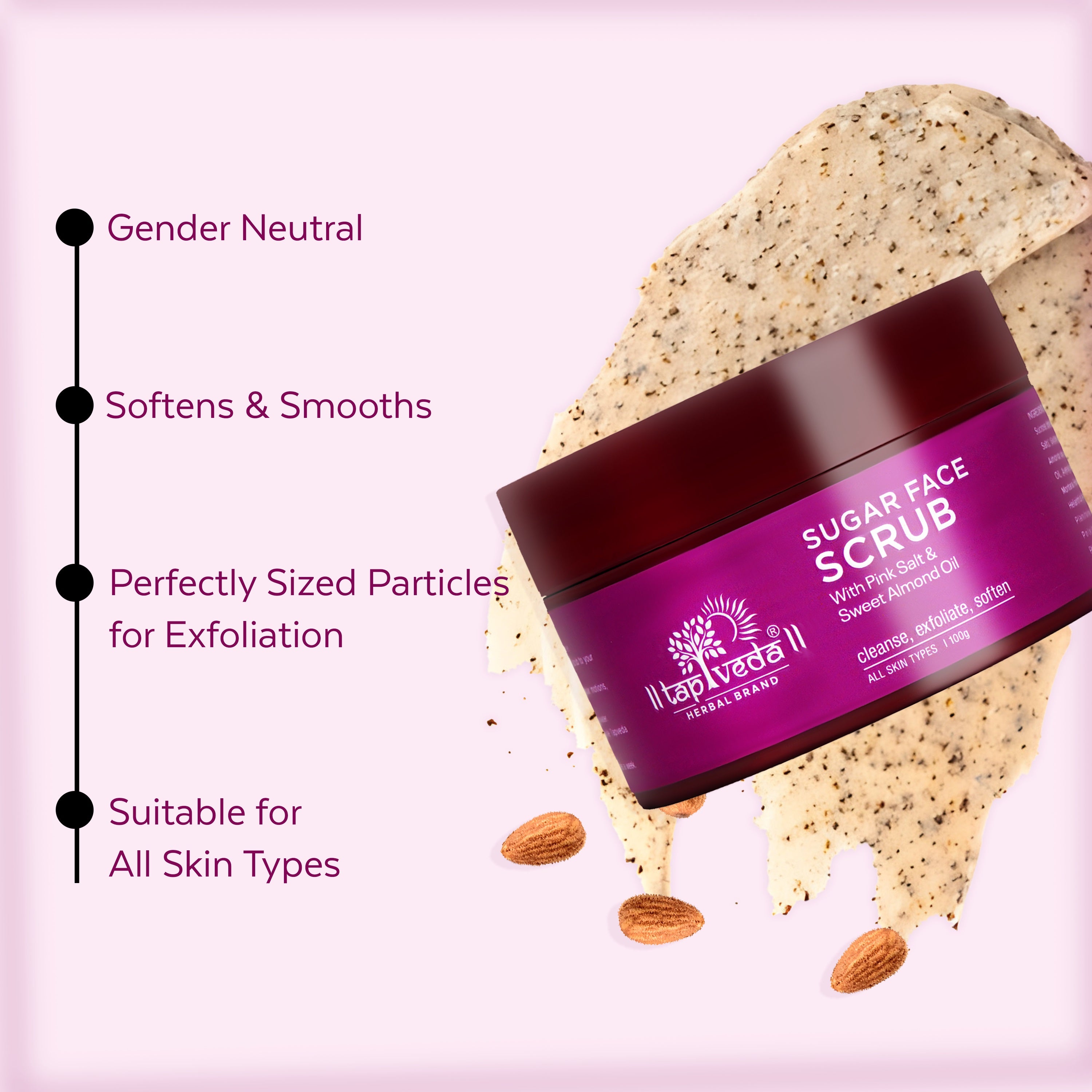 Tapveda 100g Sugar Face Scrub for clear revitalized complexion
