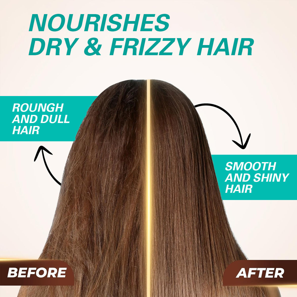 Before and after results using Moroccan argan oil hair care kit for smooth and shiny hair