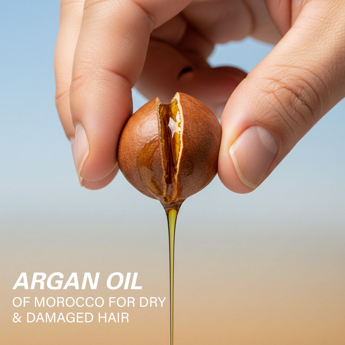 Pure Moroccan argan oil used in Taprin hair care kit for dry and damaged hair