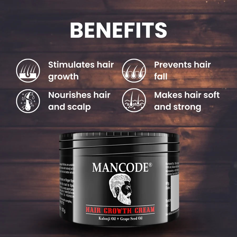Mancode Hair Growth Cream with grape seed oil