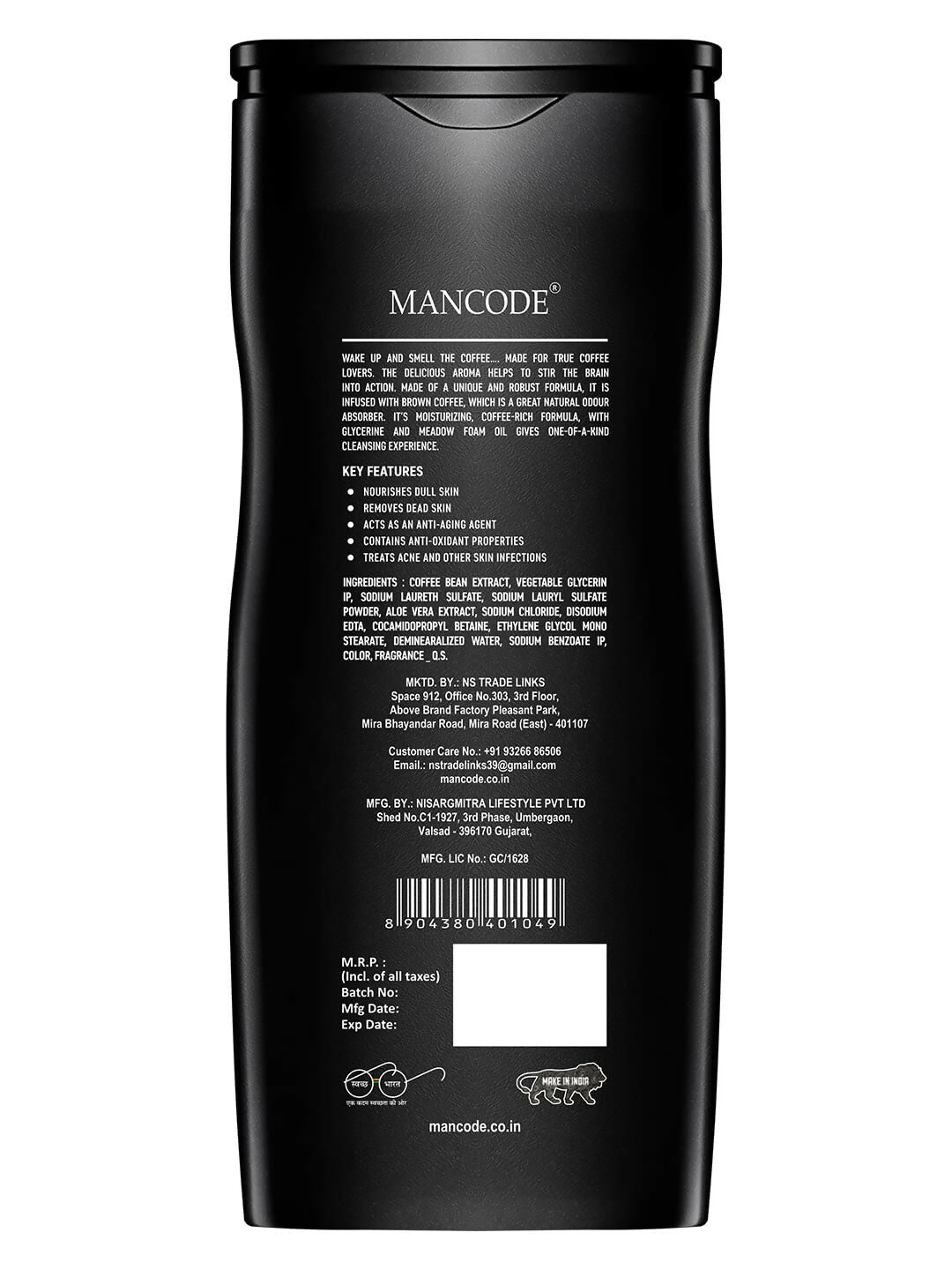 men’s wash with coffee scent