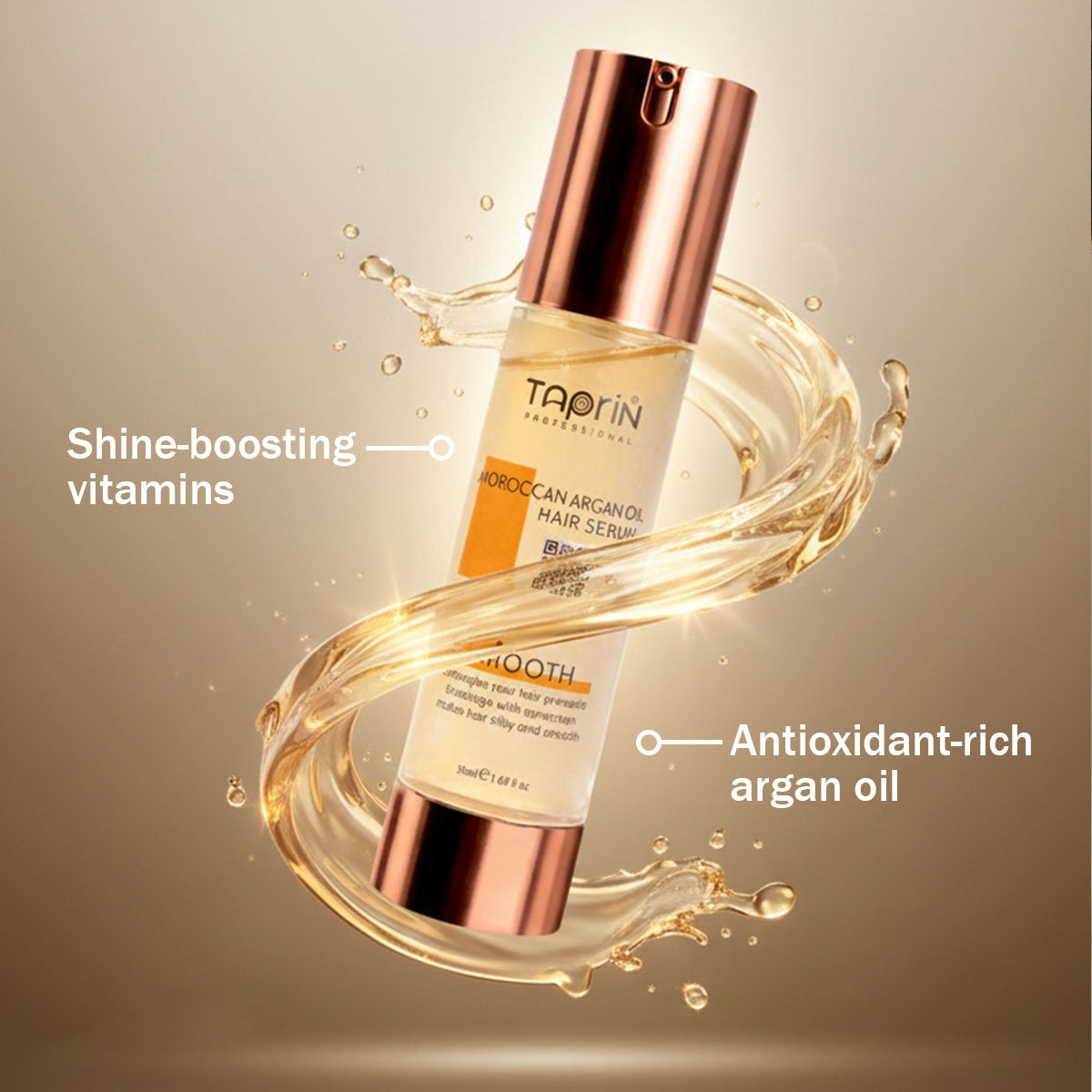 Taprin Moroccan Argan Oil Hair Serum for shine and frizz control in hair care kit