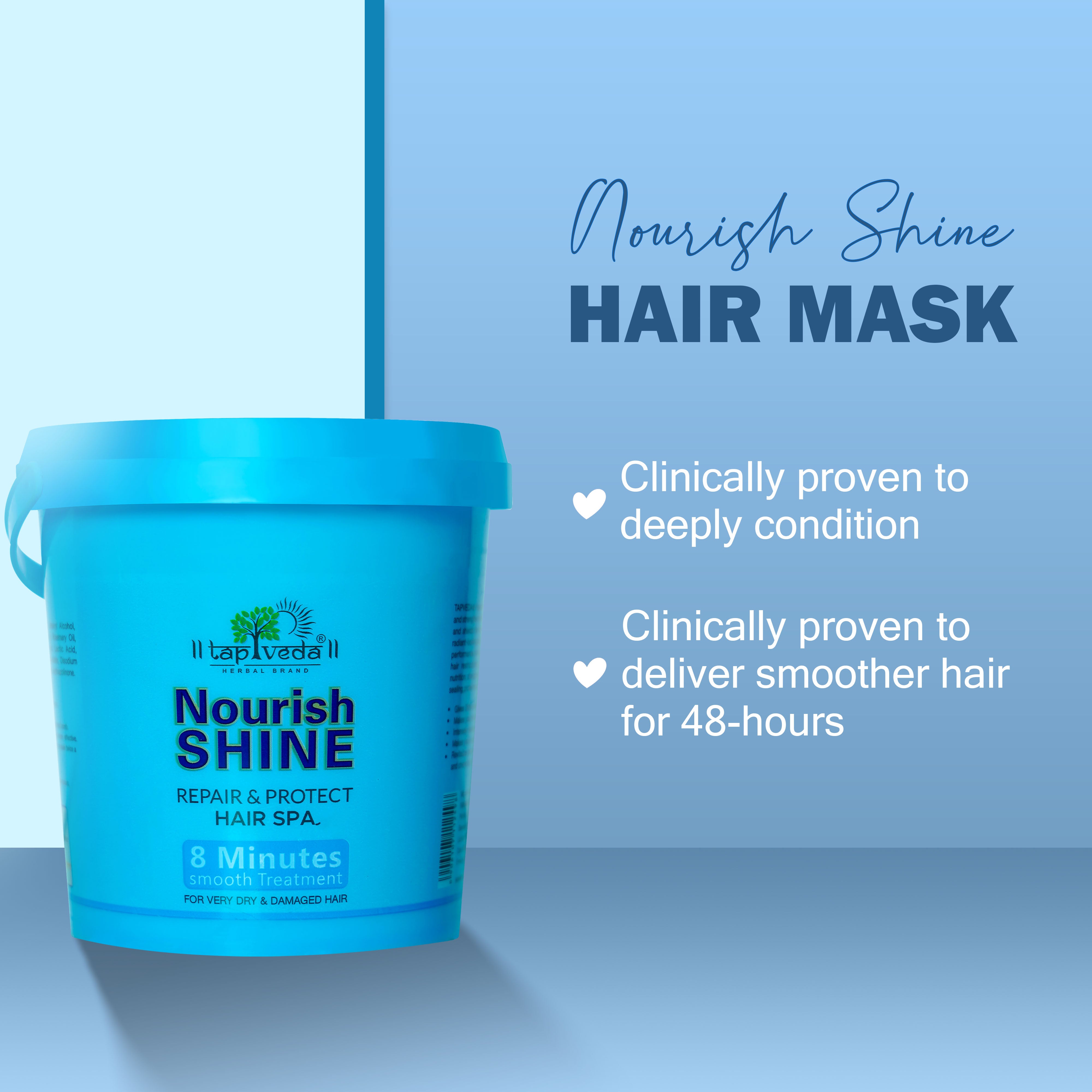Hair mask for damaged hair adds shine and nourishes.