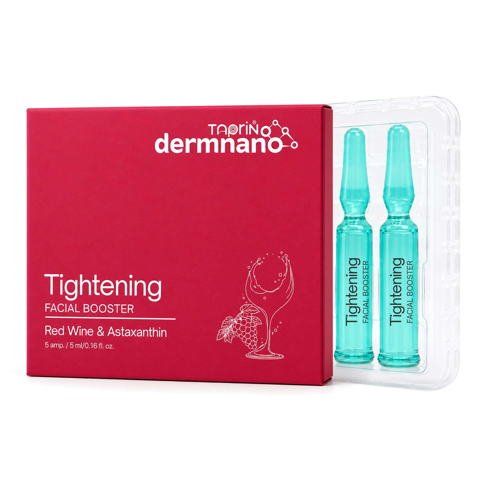 Tightening Facial Kit Booster Ampoule with Red Wine & Astaxanthin | Skin Tightening & Firming Facial Serum for Youthful Looking Skin | Professional Facial Kit Booster | 5 x 5ml