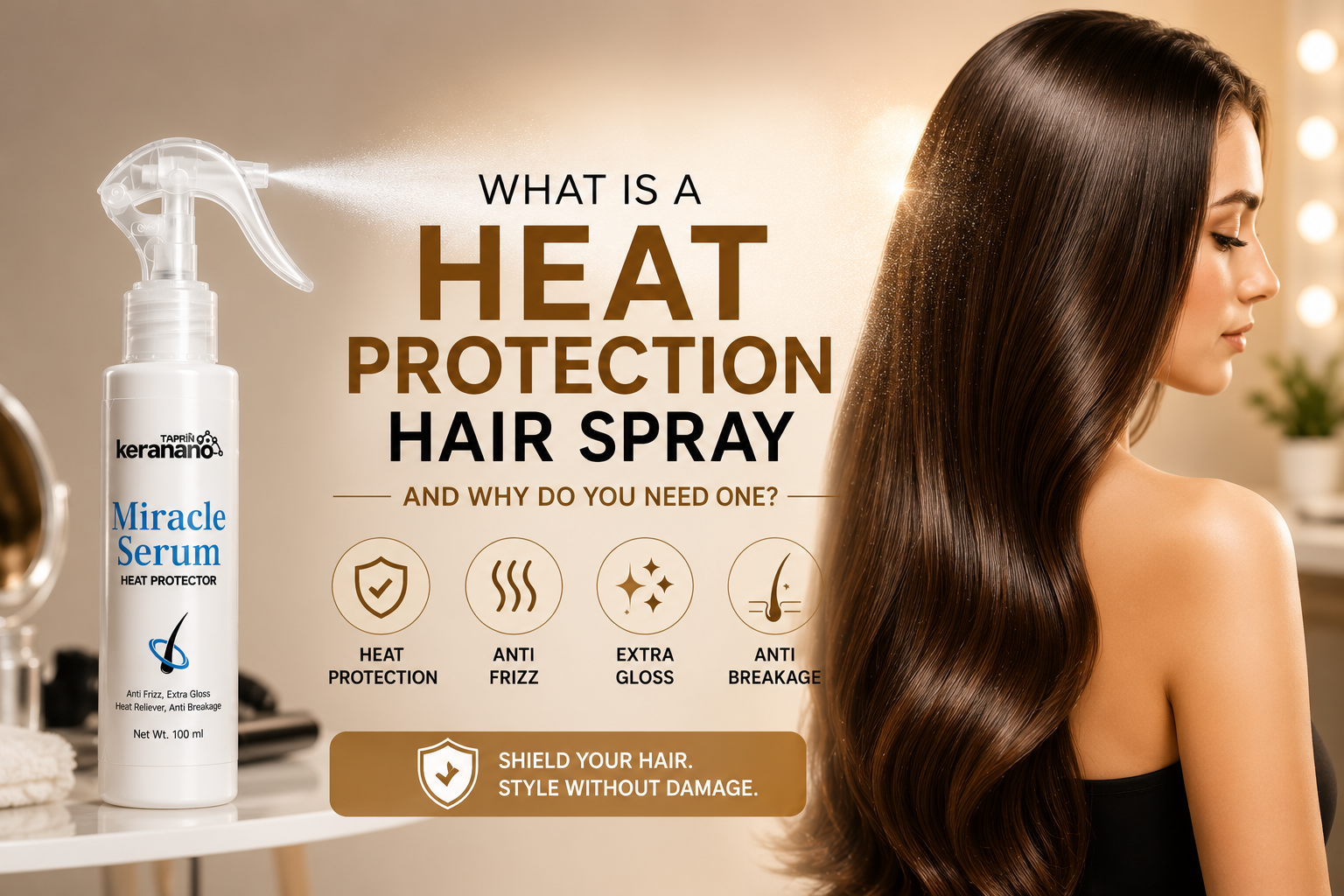 Miracle Serum heat protection hair spray for protecting hair from heat styling damage and reducing frizz