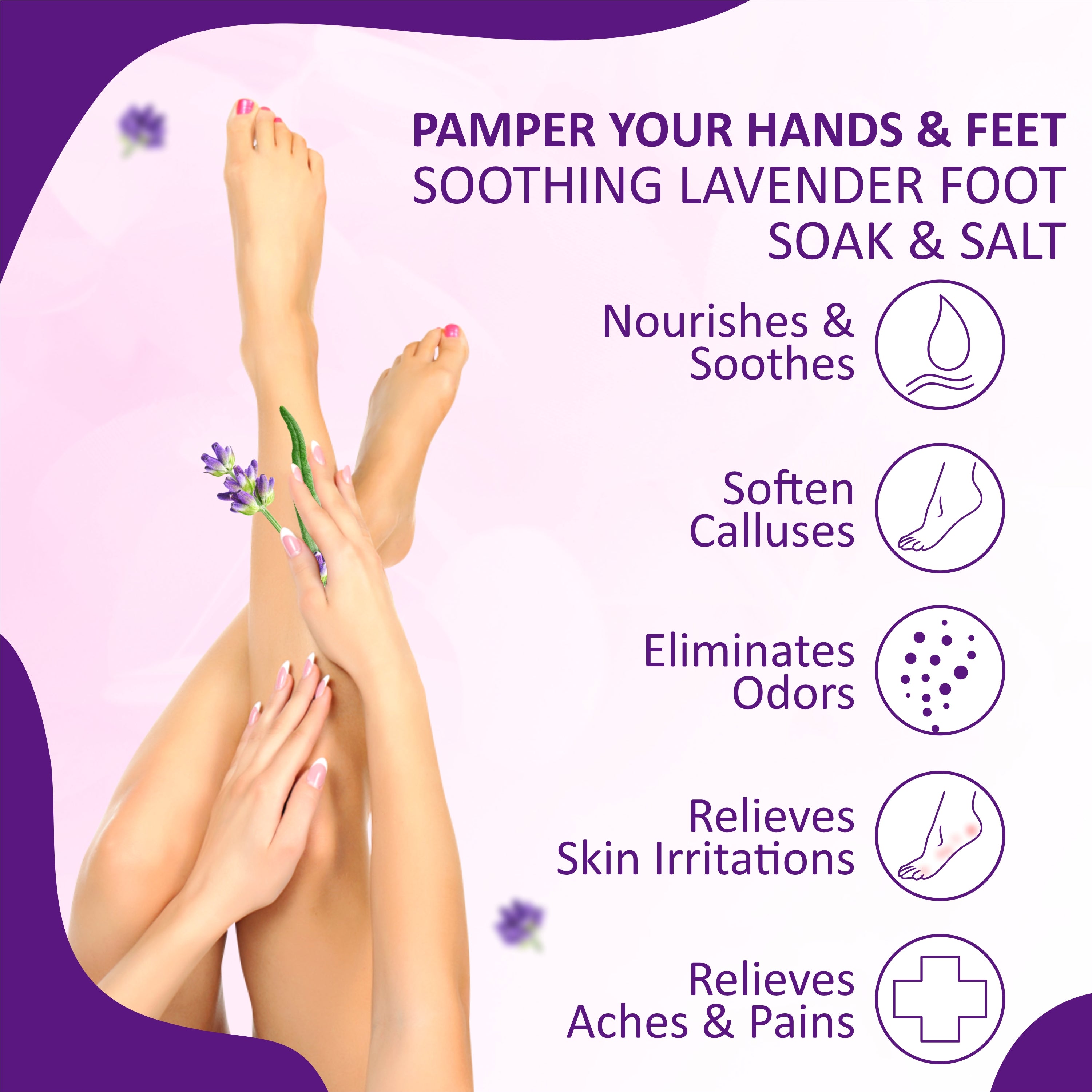 Taprin Lavender Manicure Pedicure Soak & Salt – Relaxing Spa Care for Hands & Feet (600+900)g